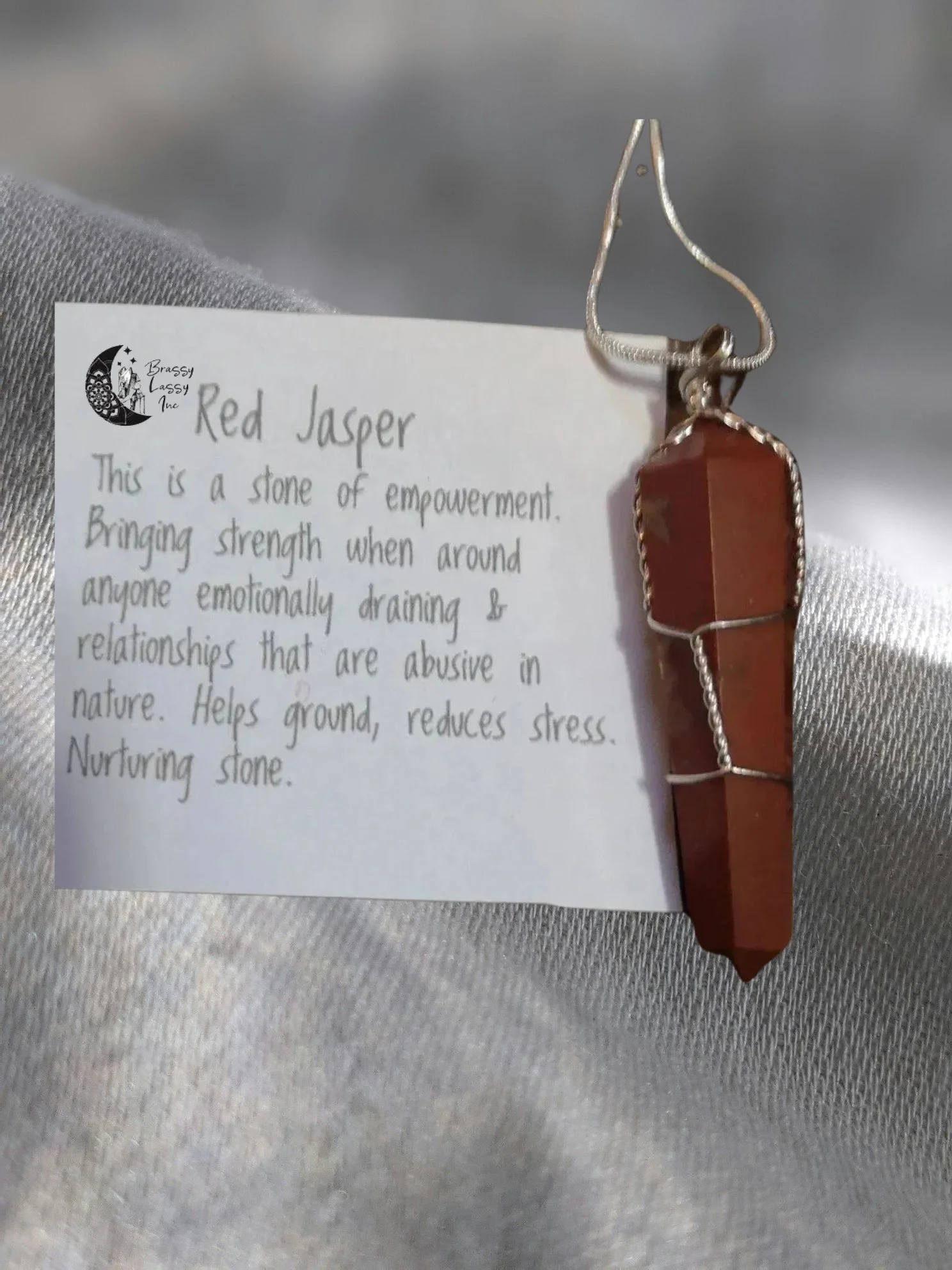 ❤️ Red Jasper Wire-Wrapped Point Pendant Necklace  ✨ Courage • Protection • Emotional Strength