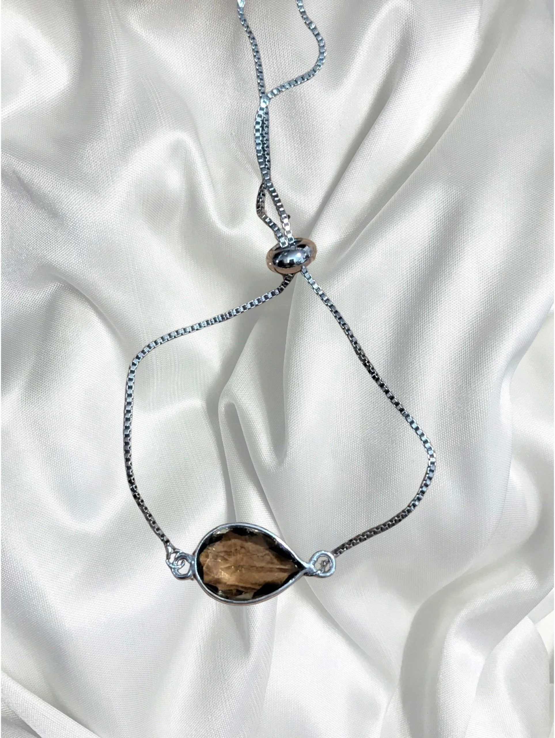 Smoky Quartz Marquise Slider Bracelet – Sterling Silver