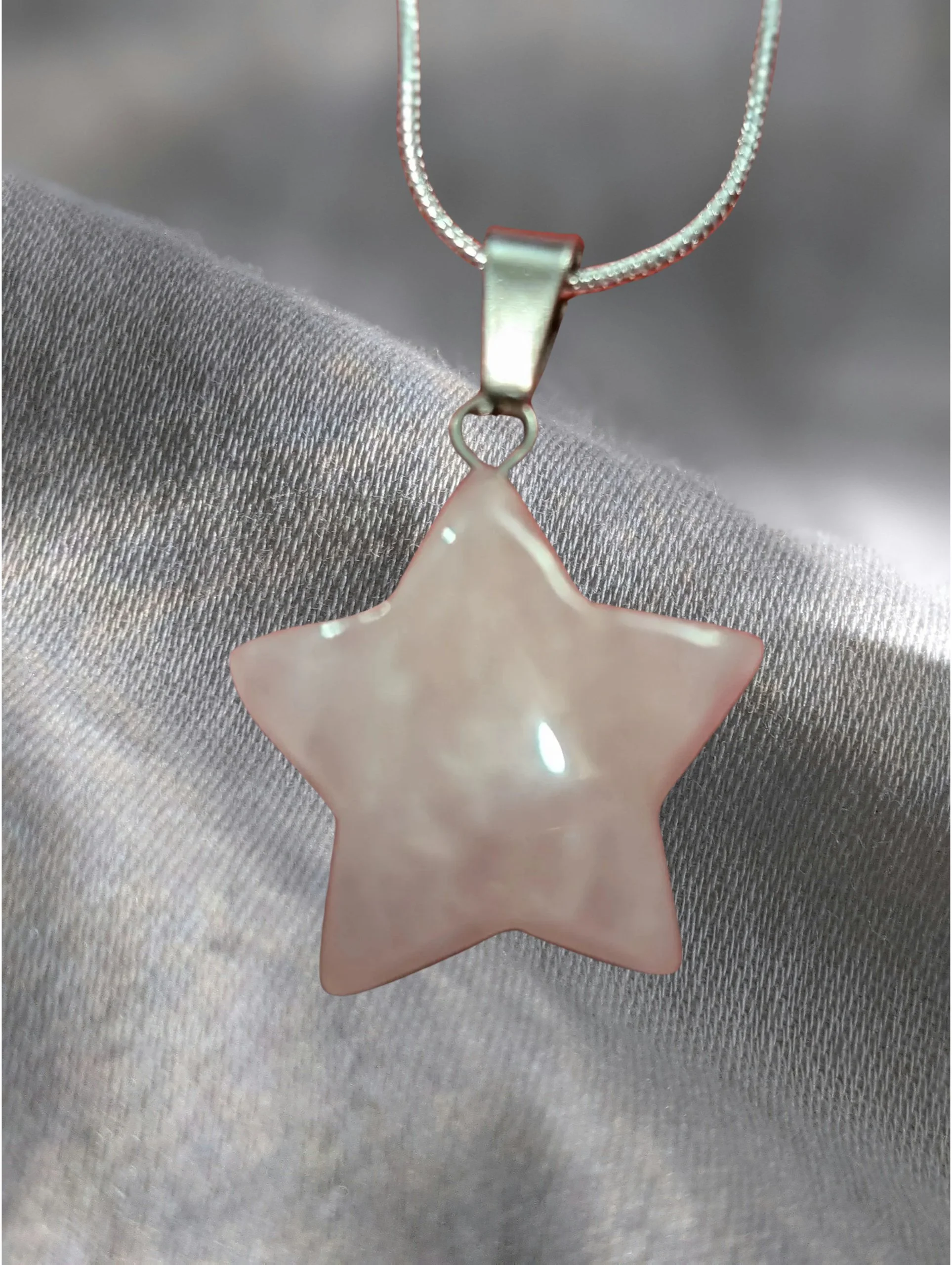 🌸 Rose Quartz Star Pendant Necklace  ✨ Love • Harmony • Emotional Renewal