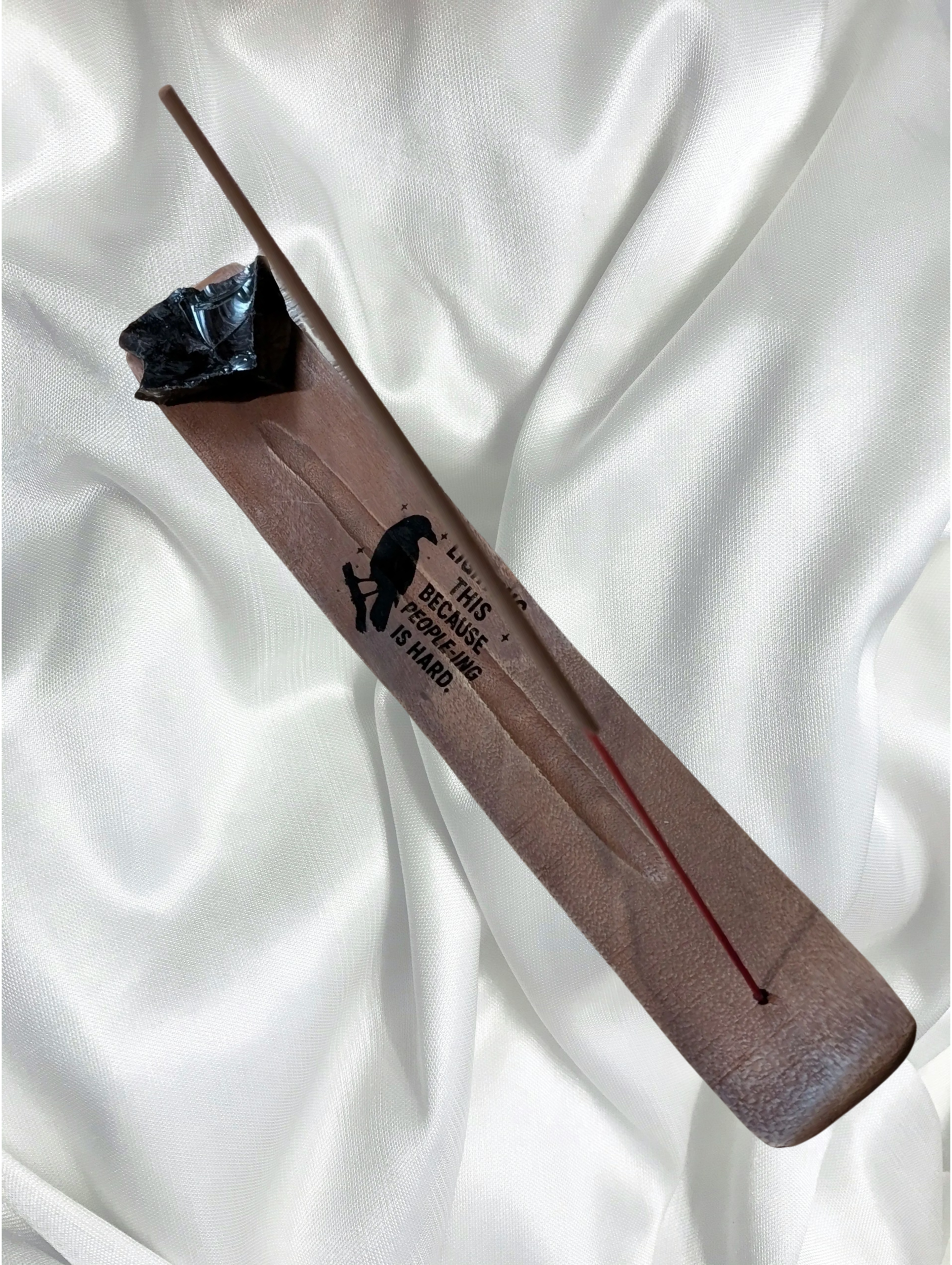 Crow Obsidian Incense Holder – Wood Incense Burner
