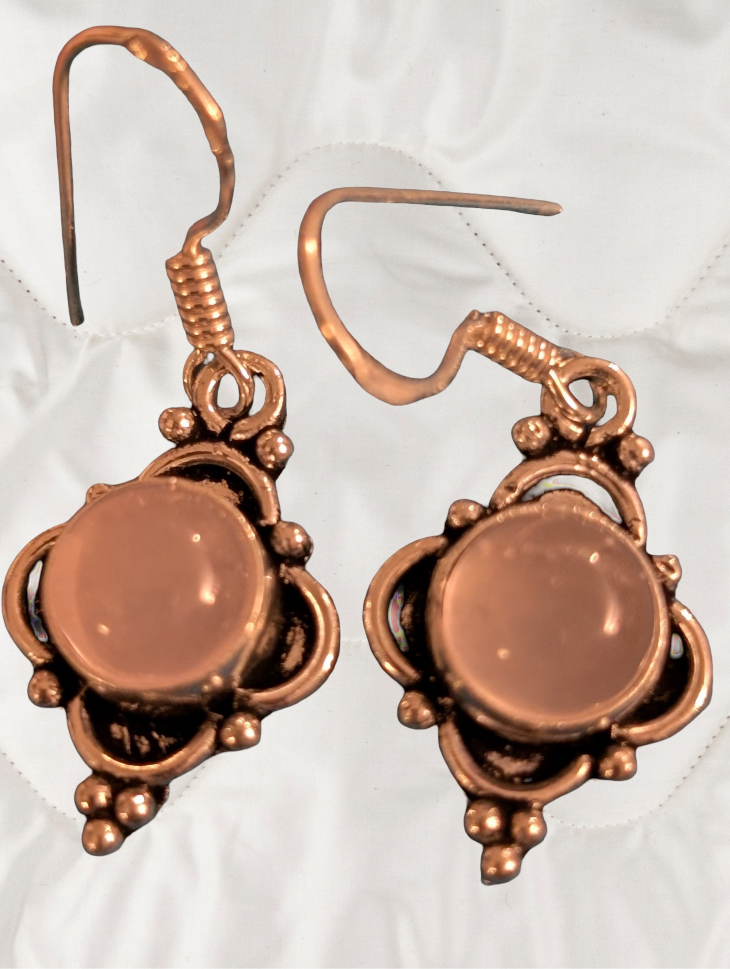 🌸 Rose Quartz Petal Silver Earrings 🌸