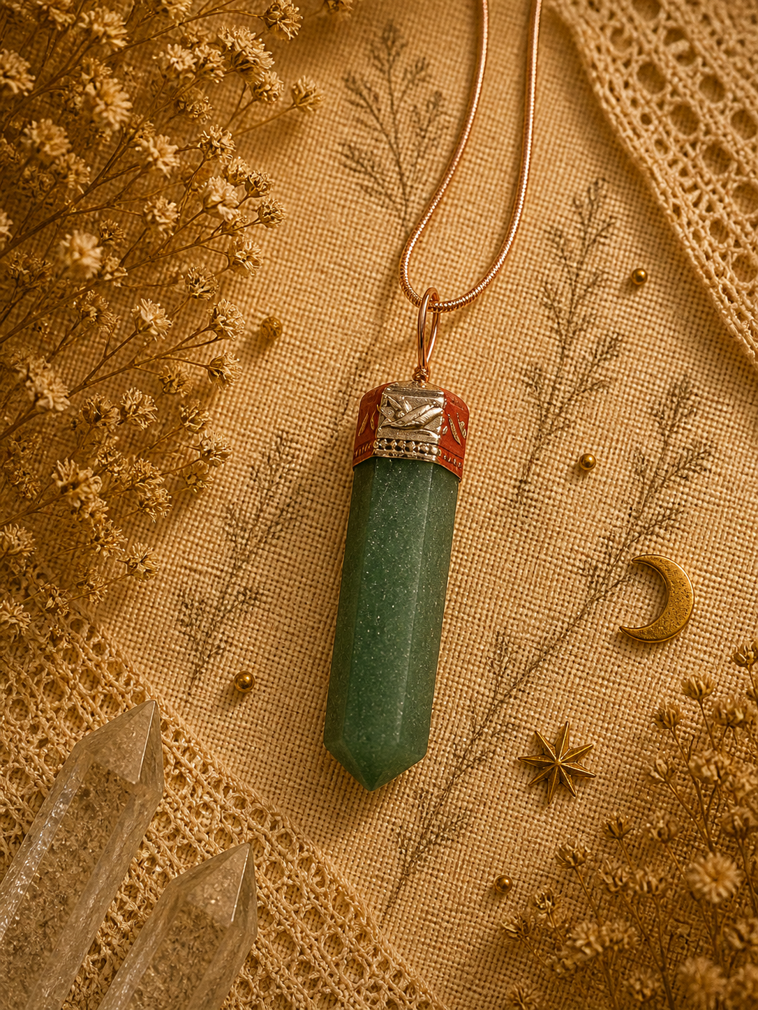 Green Aventurine Silver-Capped Point Pendant  ✨ Growth • Opportunity • Gentle Grounding