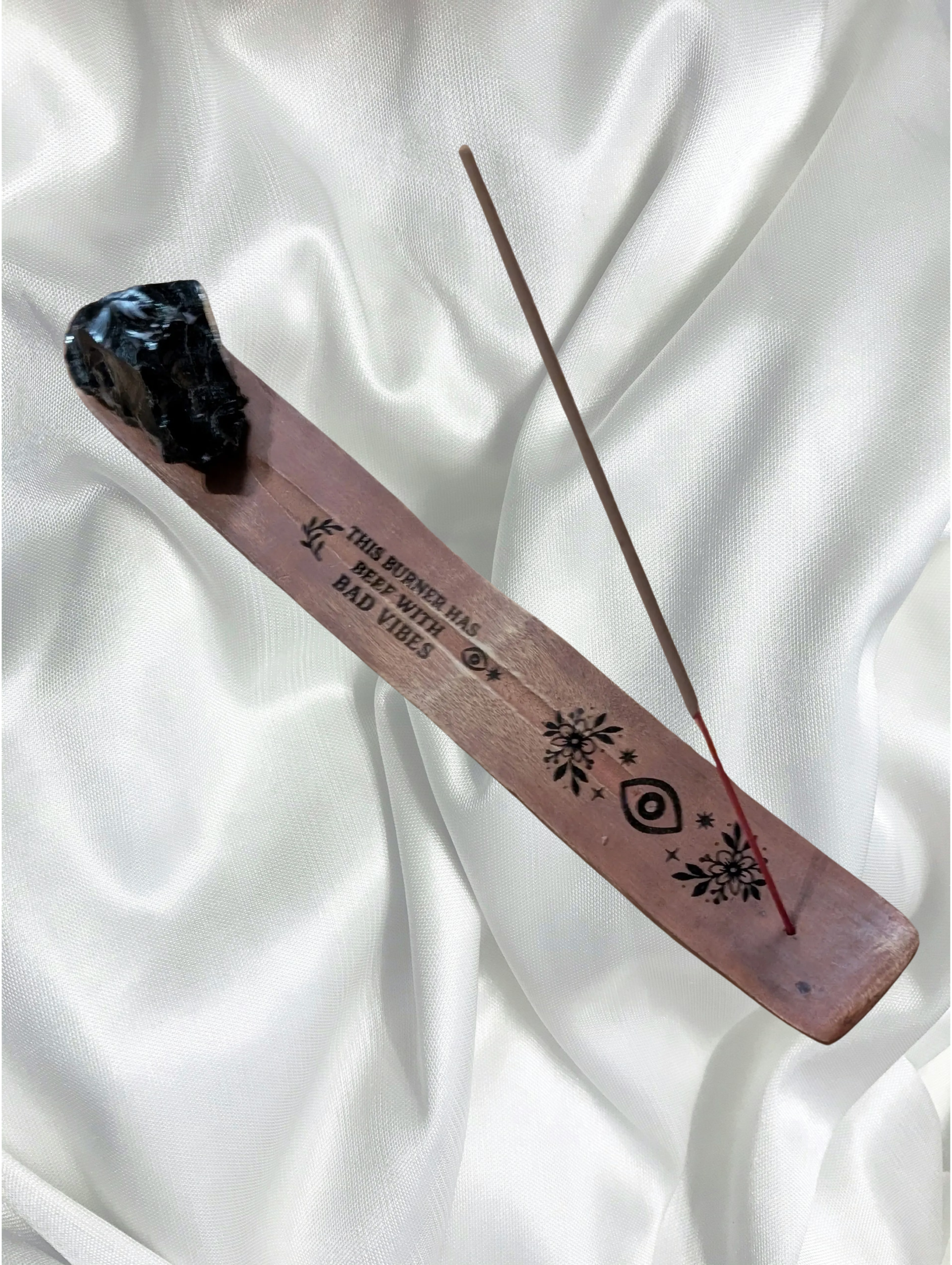Evil Eye Incense Holder with Obsidian – “Has Beef with Bad Vibes” Burner