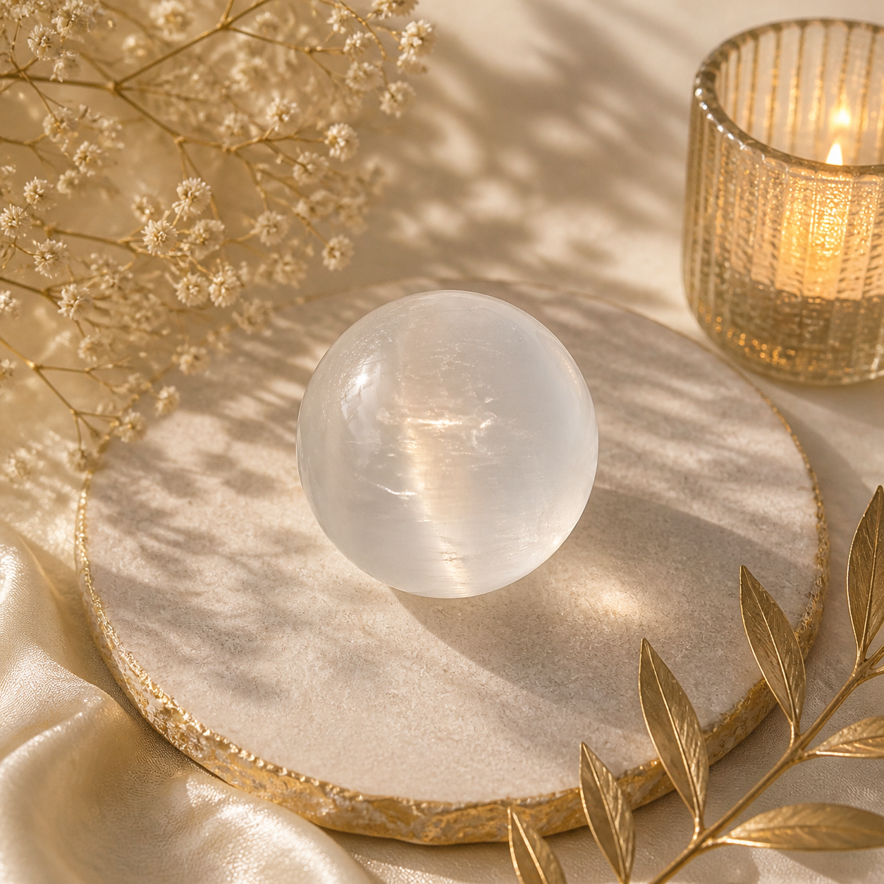 Selenite 1" Sphere – Radiance, Peace & Energetic Harmony