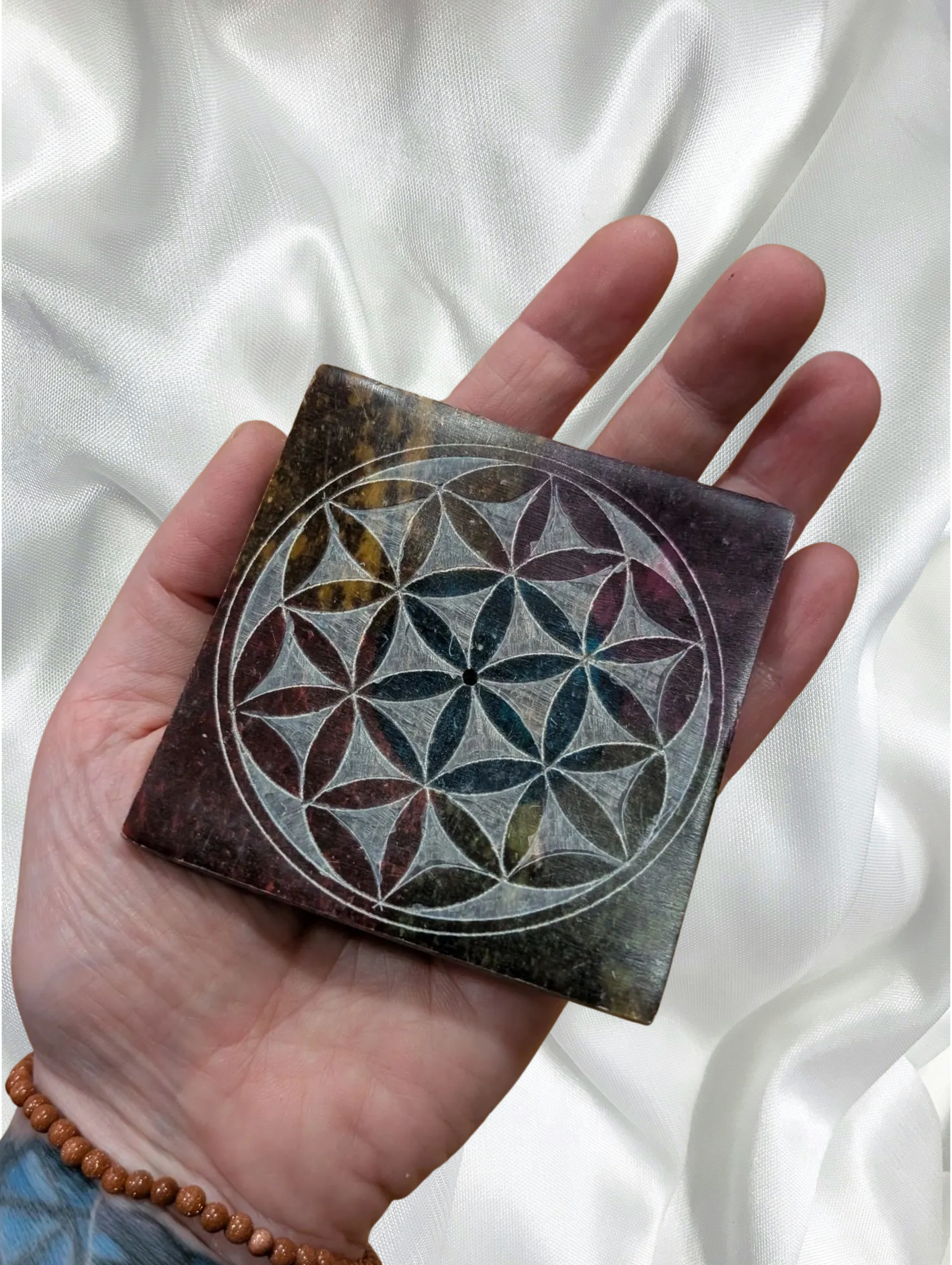 Flower of Life Soapstone Incense Burner