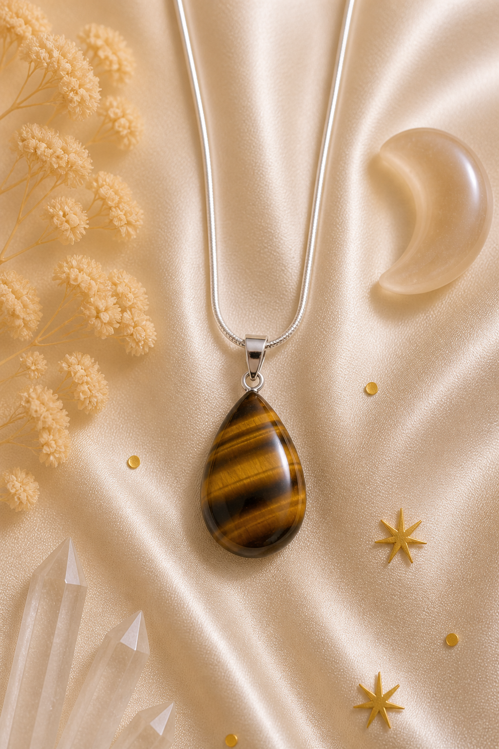Tiger’s Eye Teardrop Pendant – Protection • Grounding • Confidence