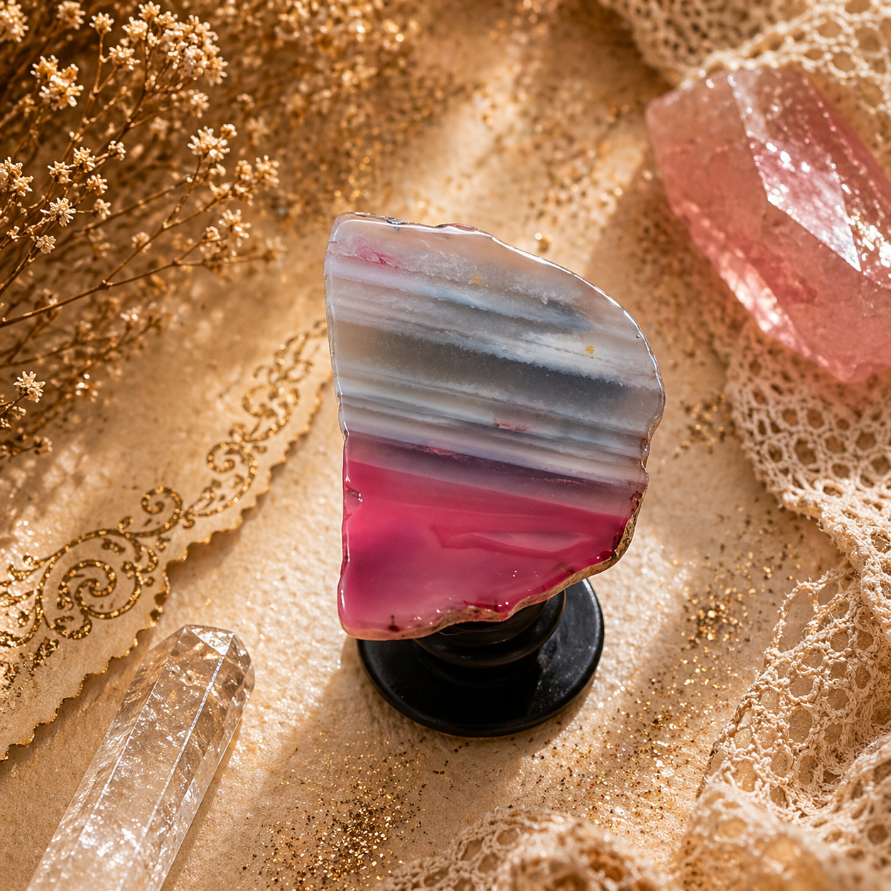 Pink Agate Crystal Phone Grip – Reiki Charged