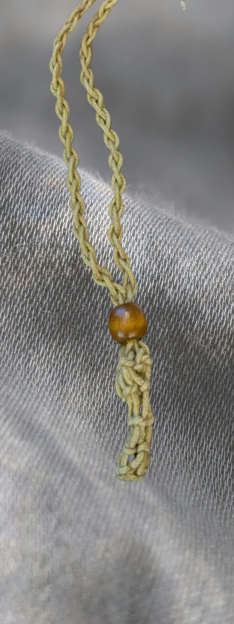 🌿 Macramé Crystal Cage Necklace -beige