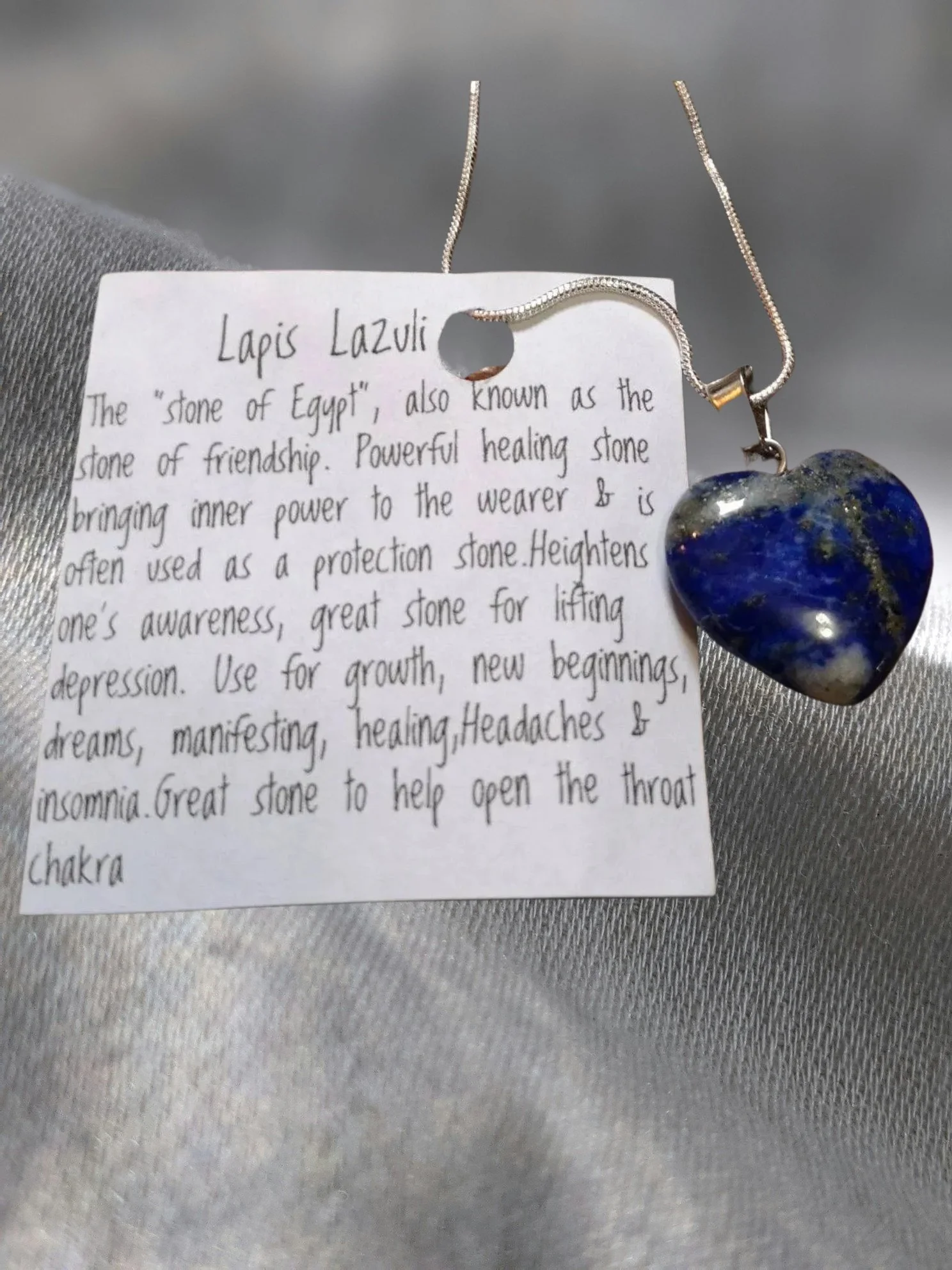 Lapis Lazuli Heart Pendant – Awareness • Serenity • Self-Acceptance