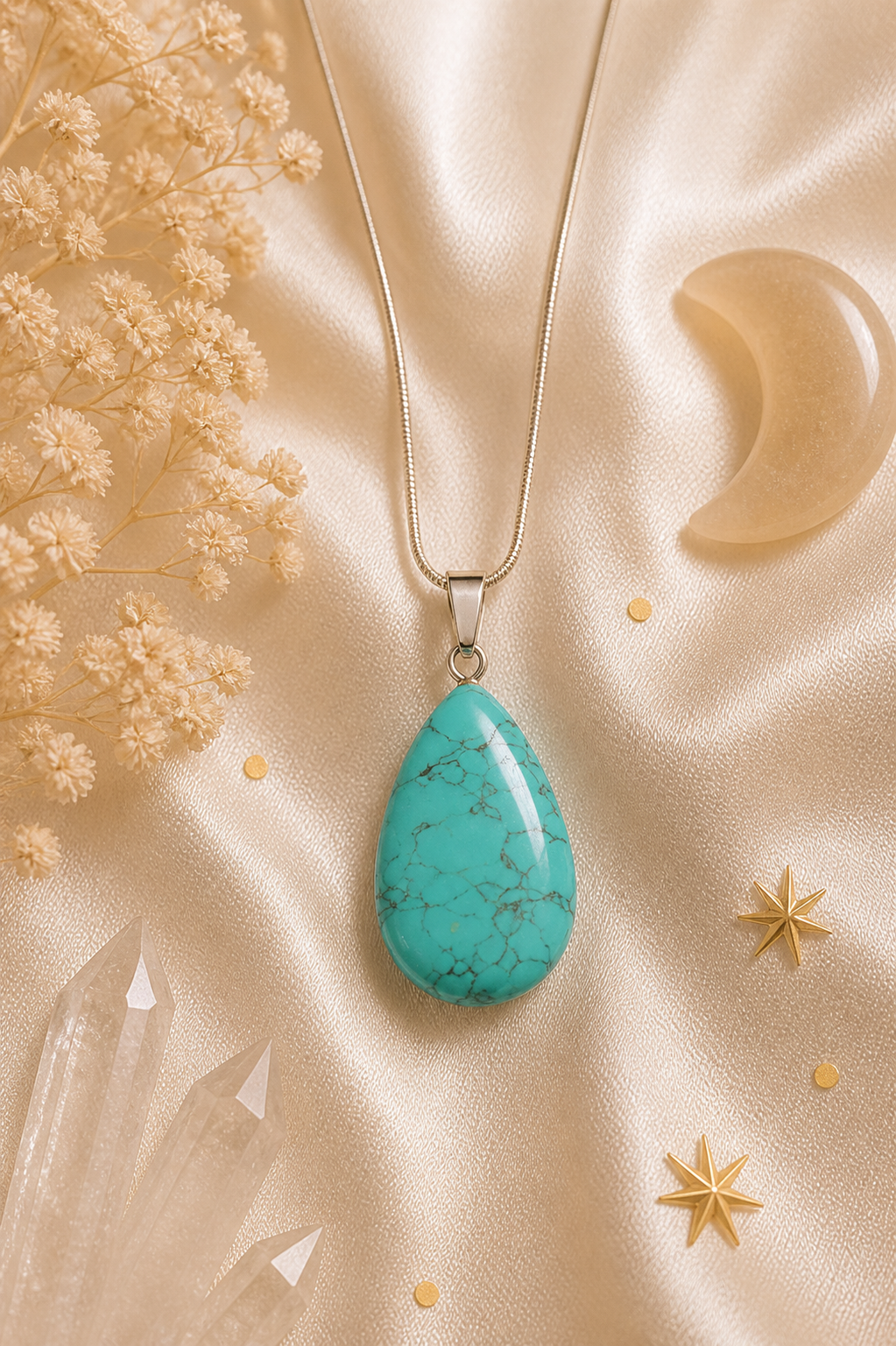 Turquoise Teardrop Pendant – Communication • Grounding • Growth