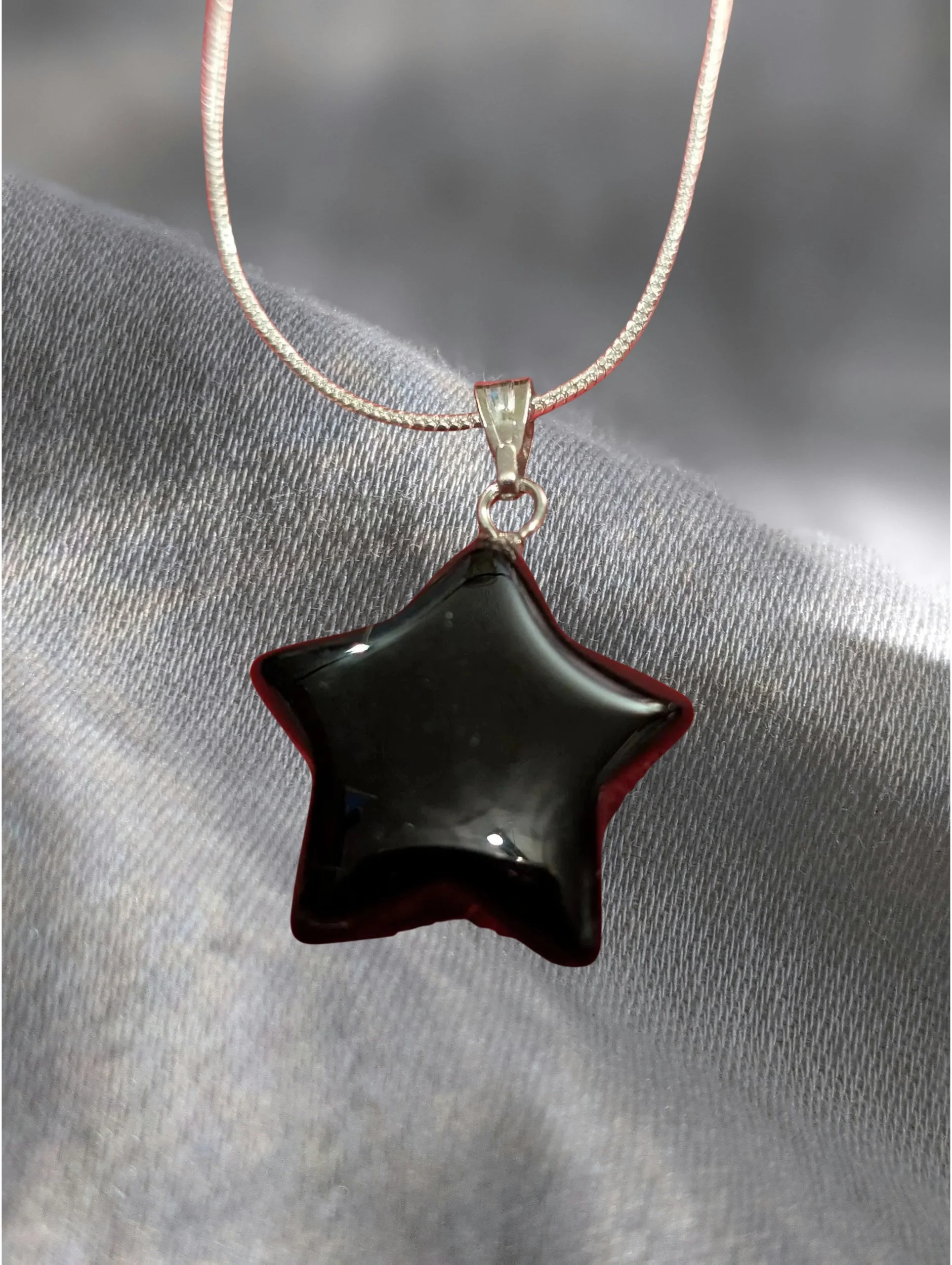 🖤 Black Obsidian Star Pendant Necklace  ✨ Protection • Grounding • Emotional Clarity