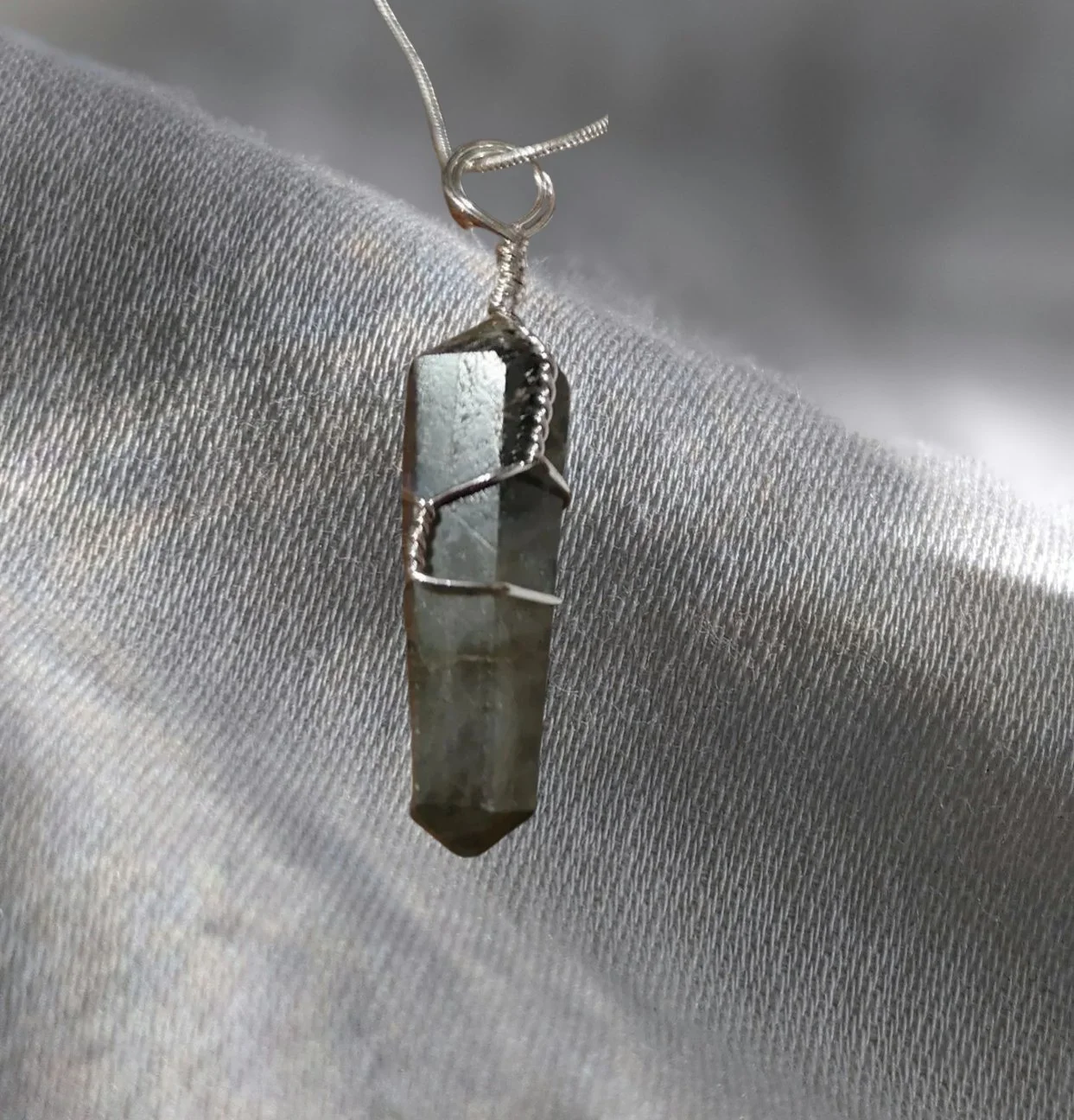 💙 Labradorite Wire-Wrapped Point Pendant Necklace  ✨ Strength • Transformation • Aura Protection