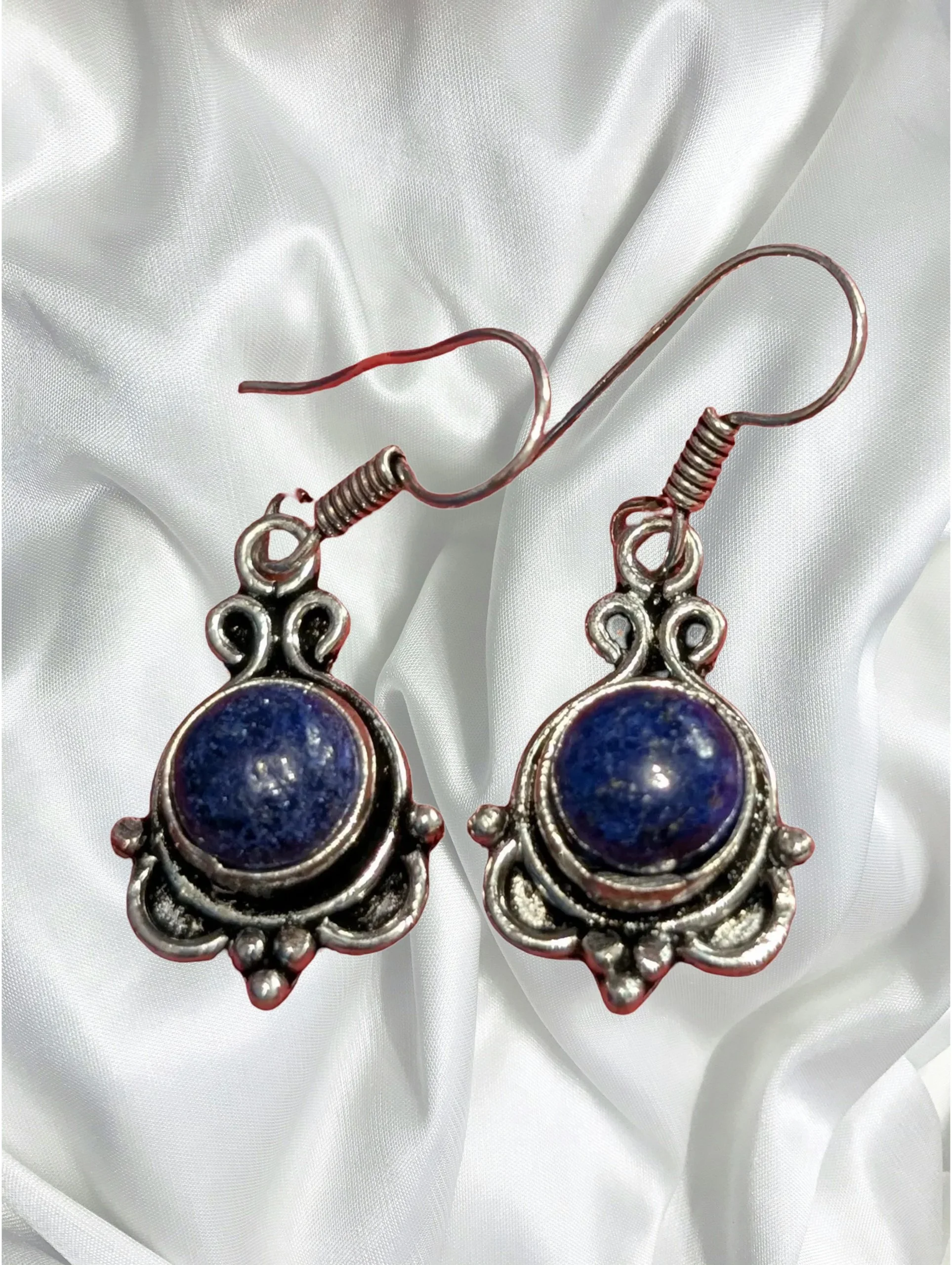 Lapis Lazuli Ornate Cabochon Drop Earrings