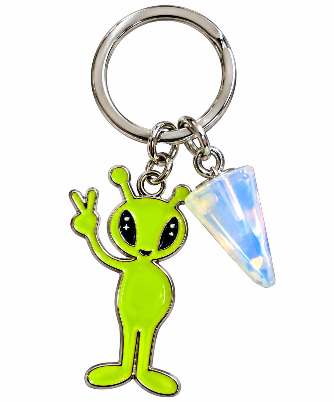 Glow-in-the-Dark Alien Keychain & Bag Charm | Opalite Crystal