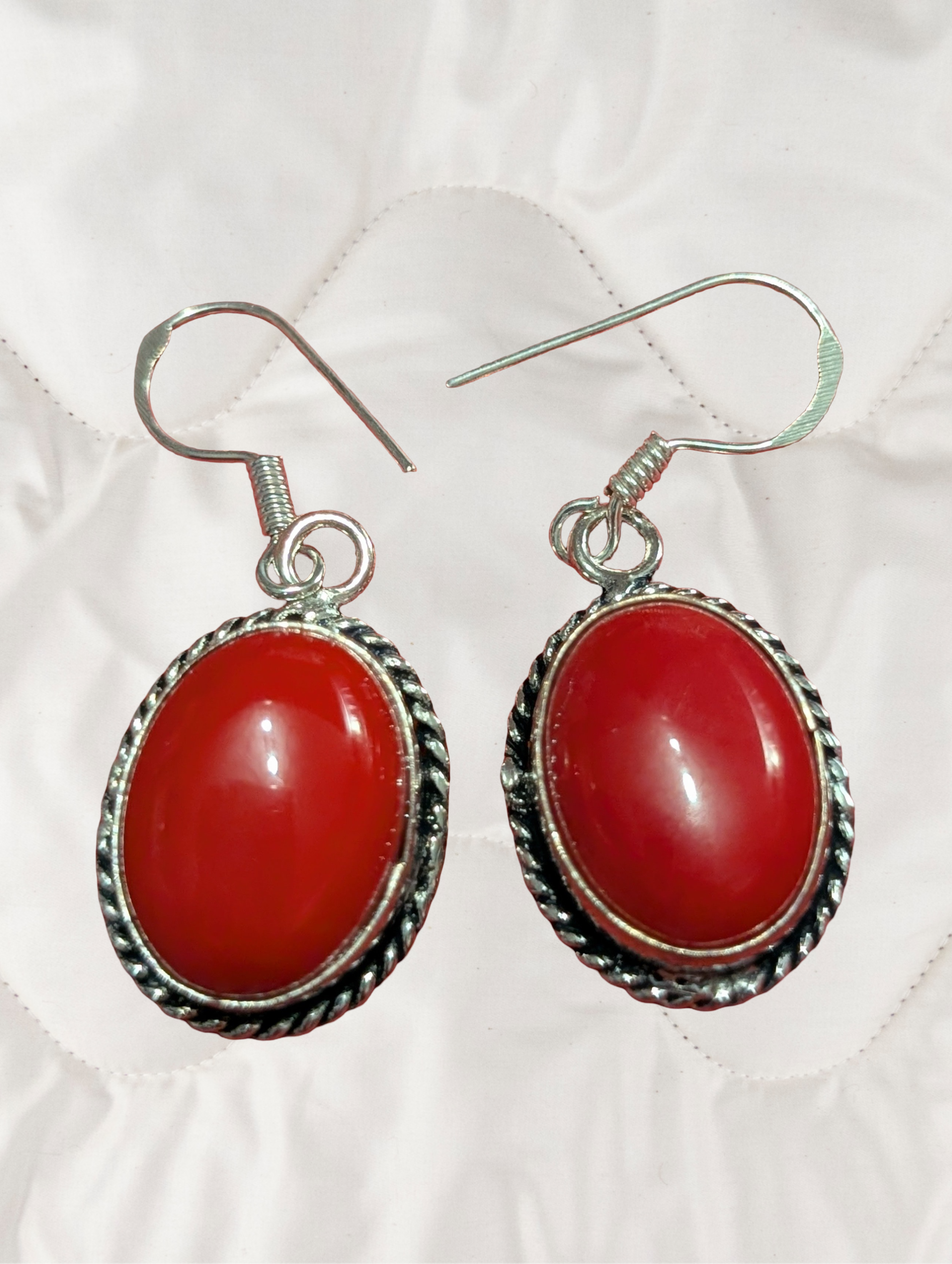 Sterling Coral Oval Drops ❤️