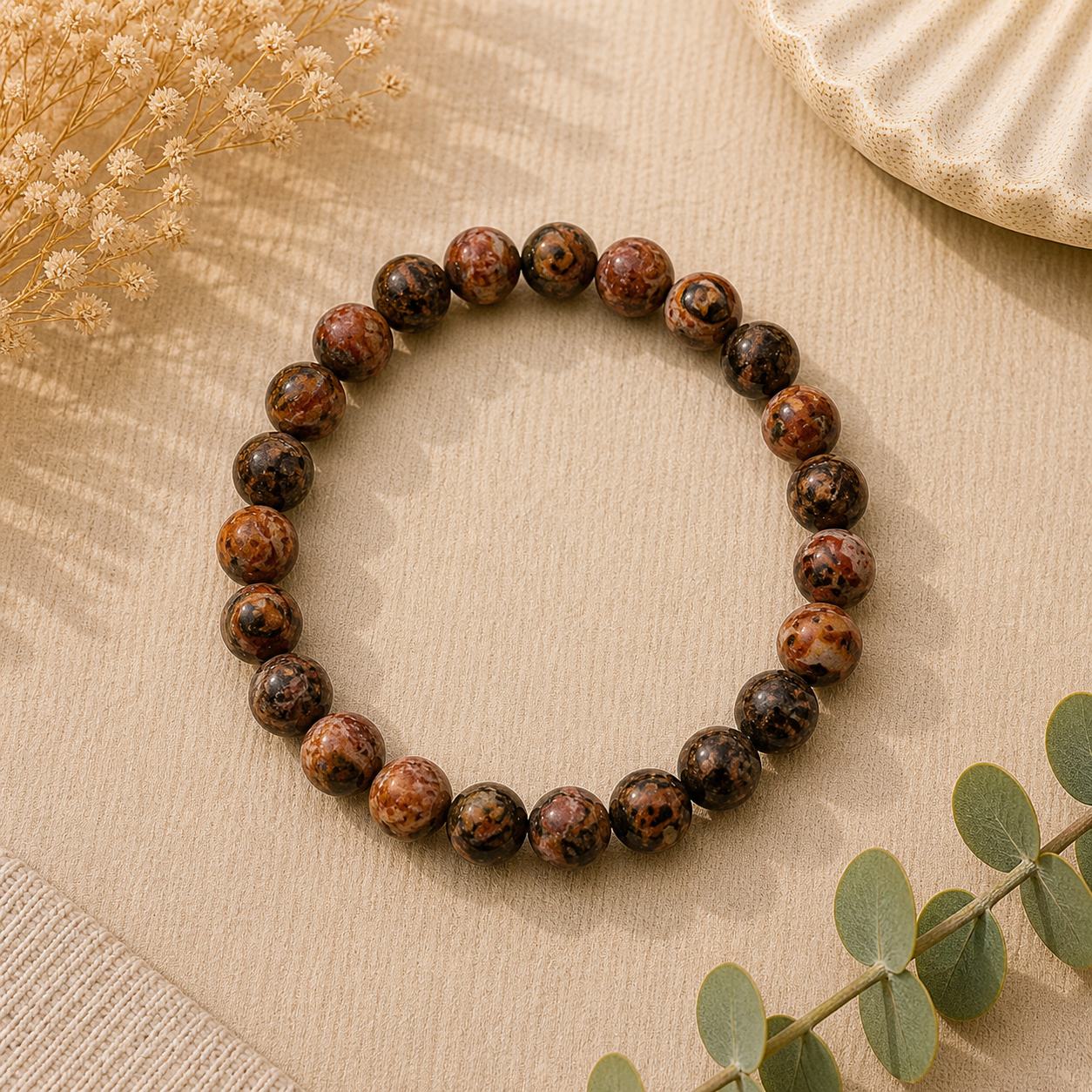 Leopard Skin Jasper Stretchy Bracelet – Wisdom, Grounding & Spiritual Discovery
