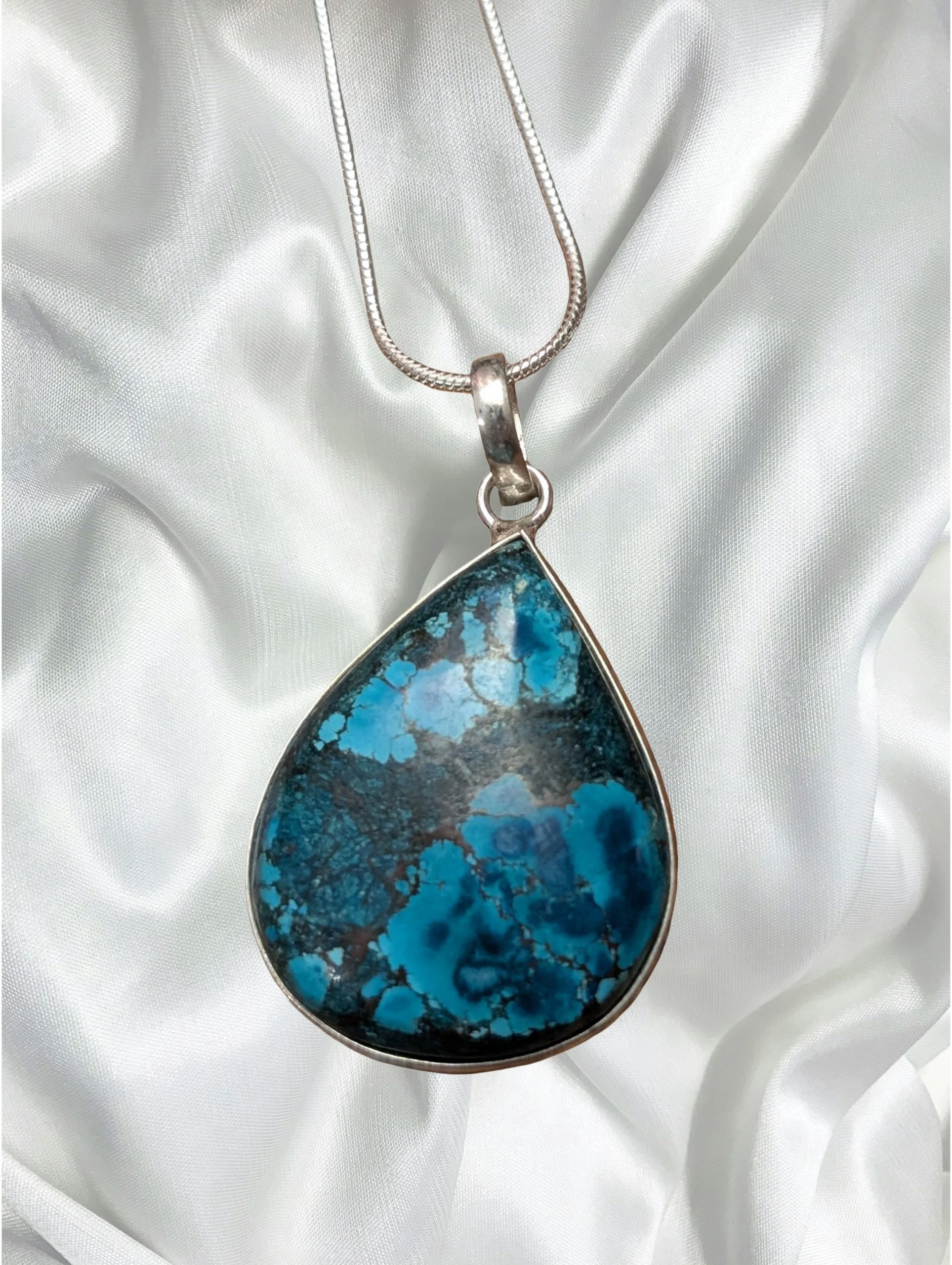 Turquoise Teardrop Pendant – Sterling Silver Set