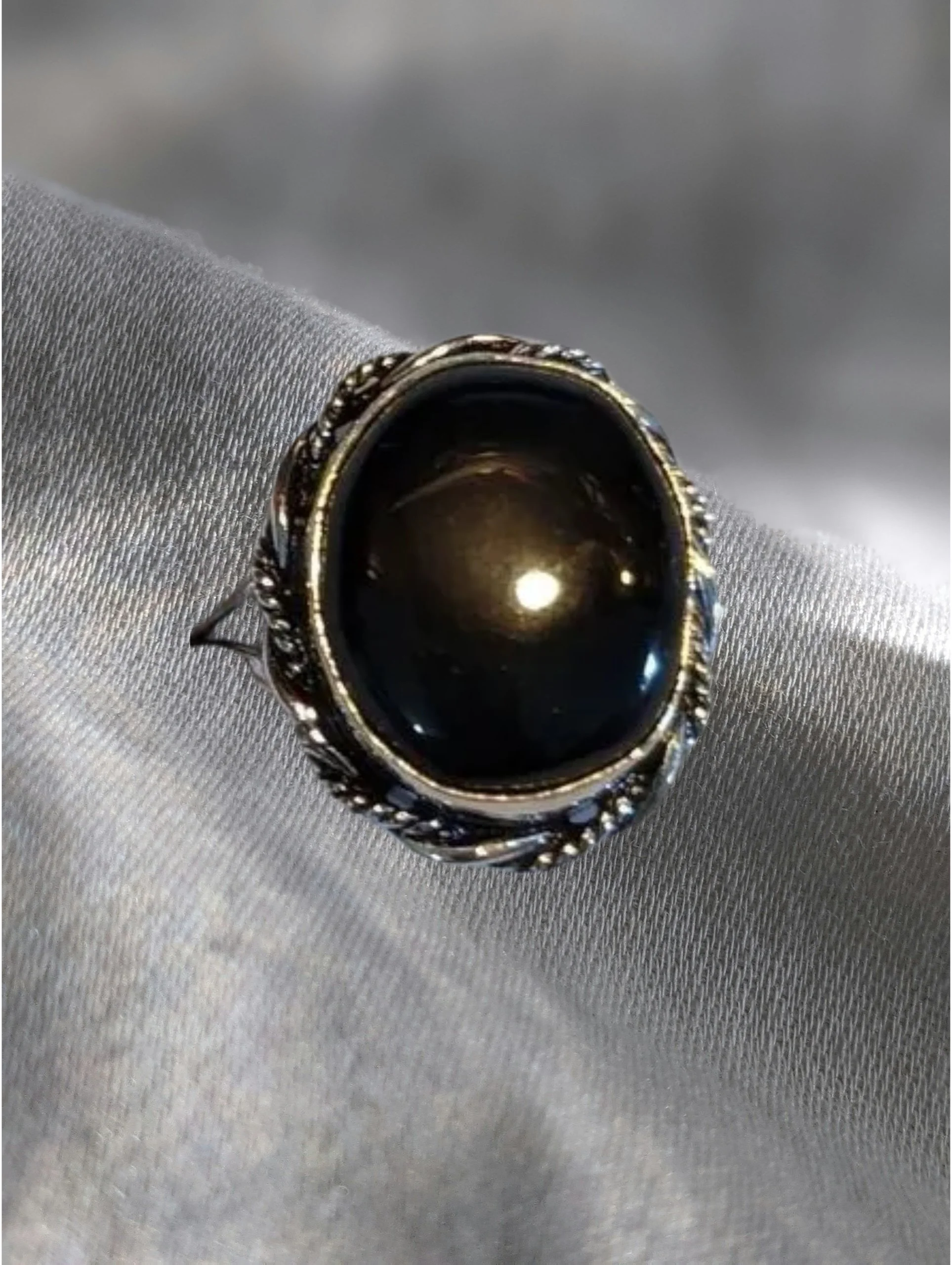 🕸️🖤 Obsidian Sterling Silver Ring – Size 8.5  Protection • Grounding • Clarity • Truth 🖤🕸️