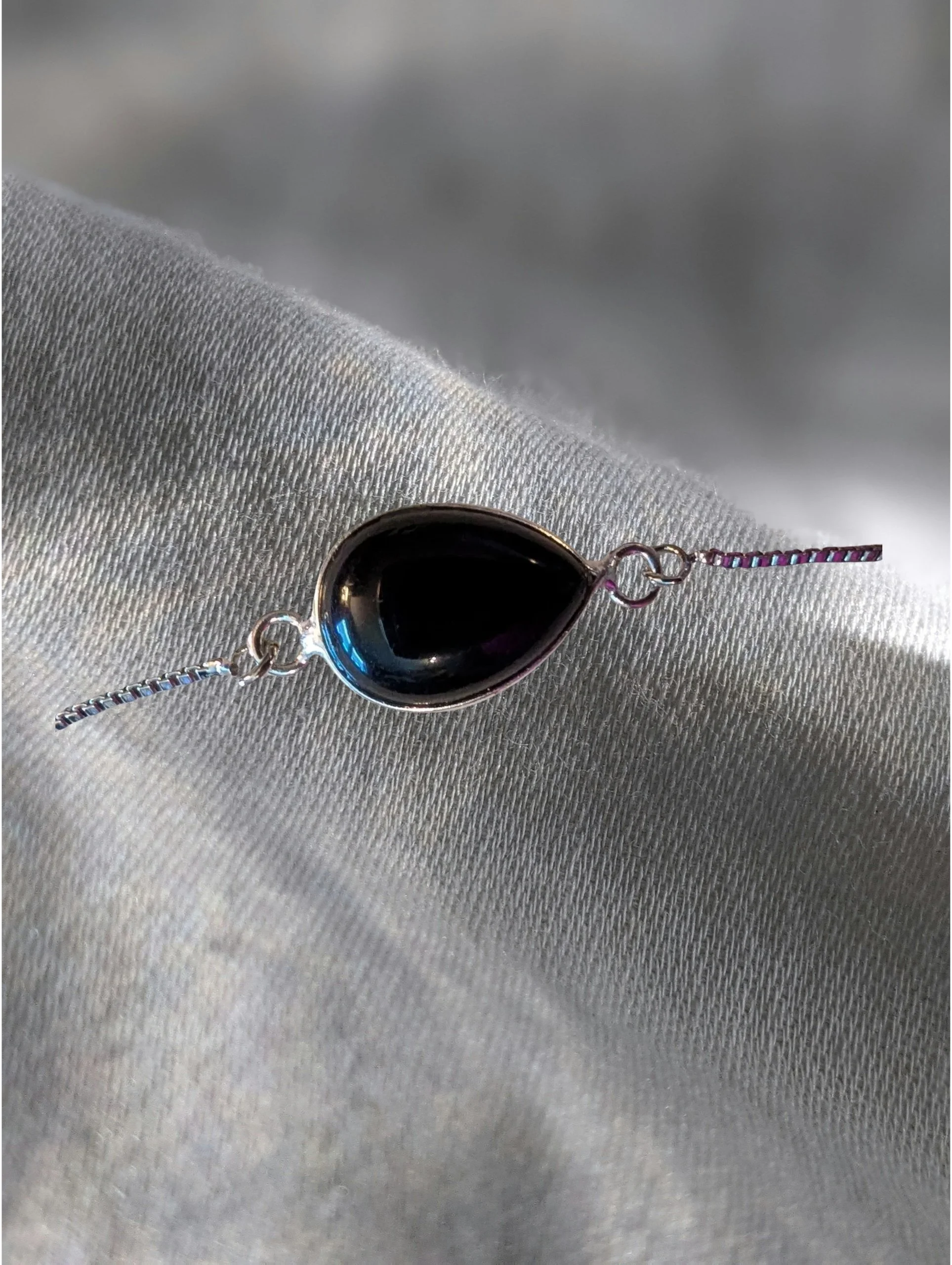 Obsidian Sterling Slider Bracelet — stone of protection and truth