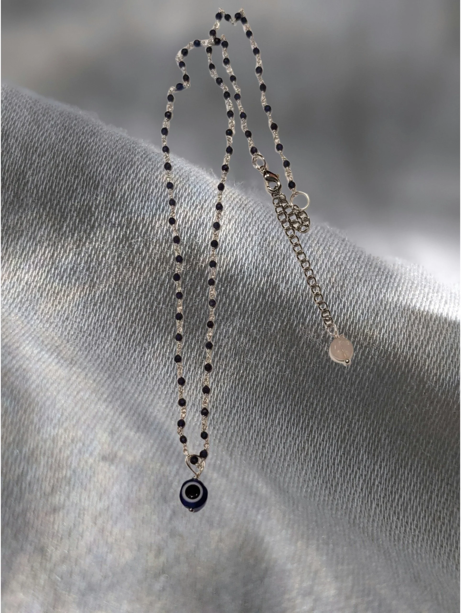 🧿Evil Eye Necklace – Sapphire Rosary Beads