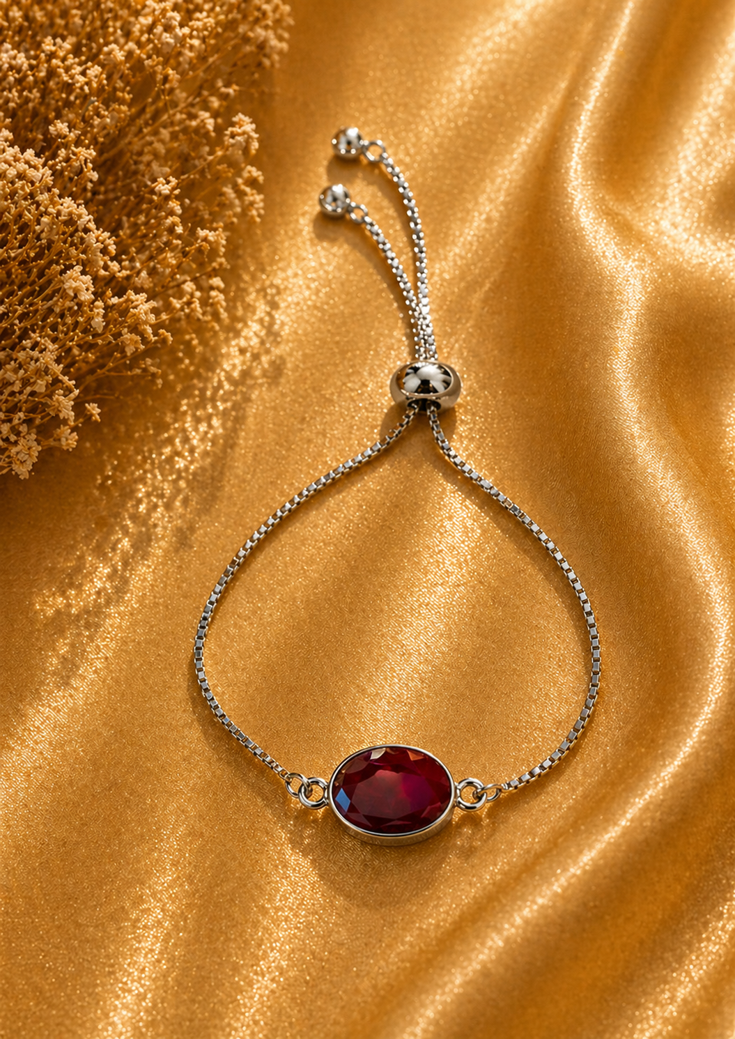 Ruby Quartz Sterling Silver Adjustable Slider Bracelet – Passion & Vitality