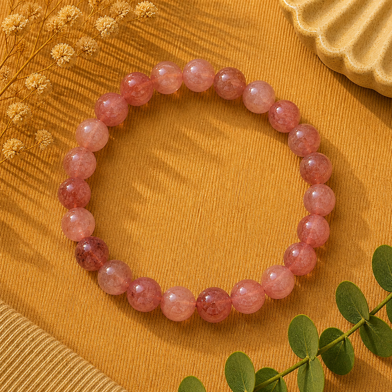 Strawberry Quartz Stretch Bracelet – Love, Joy & Emotional Balance