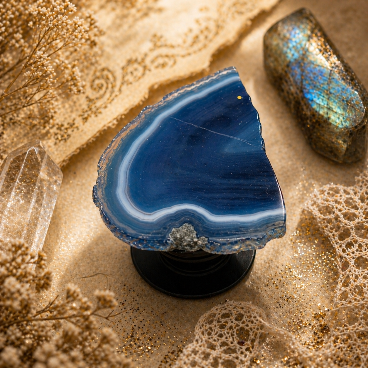 Blue Agate Crystal Phone Grip – Reiki Charged