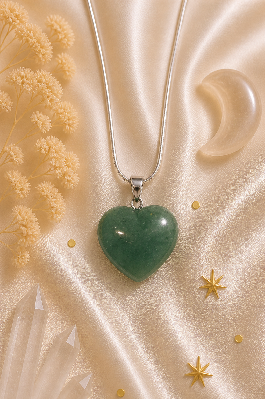 Green Aventurine Heart Pendant – Positivity • Peace • Empowerment