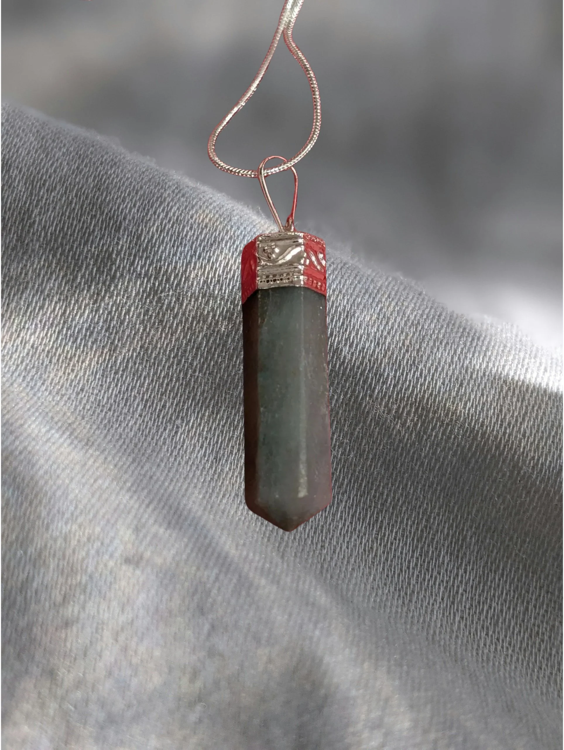 💚 Green Aventurine Silver-Capped Point Pendant  ✨ Growth • Opportunity • Gentle Grounding