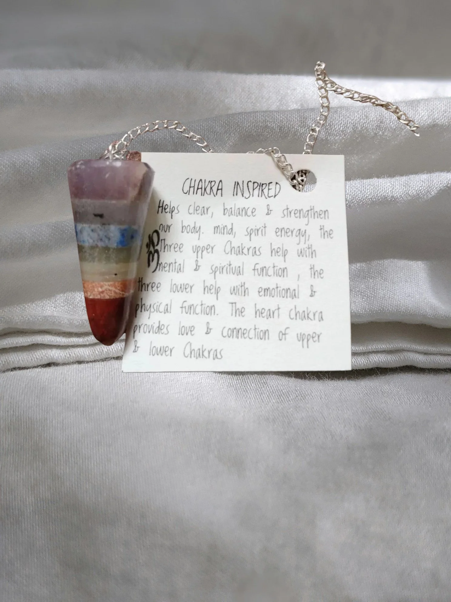 🌈✨ Chakra Gemstone Pendulum – Reiki‑Charged for Alignment & Harmony ✨🌈