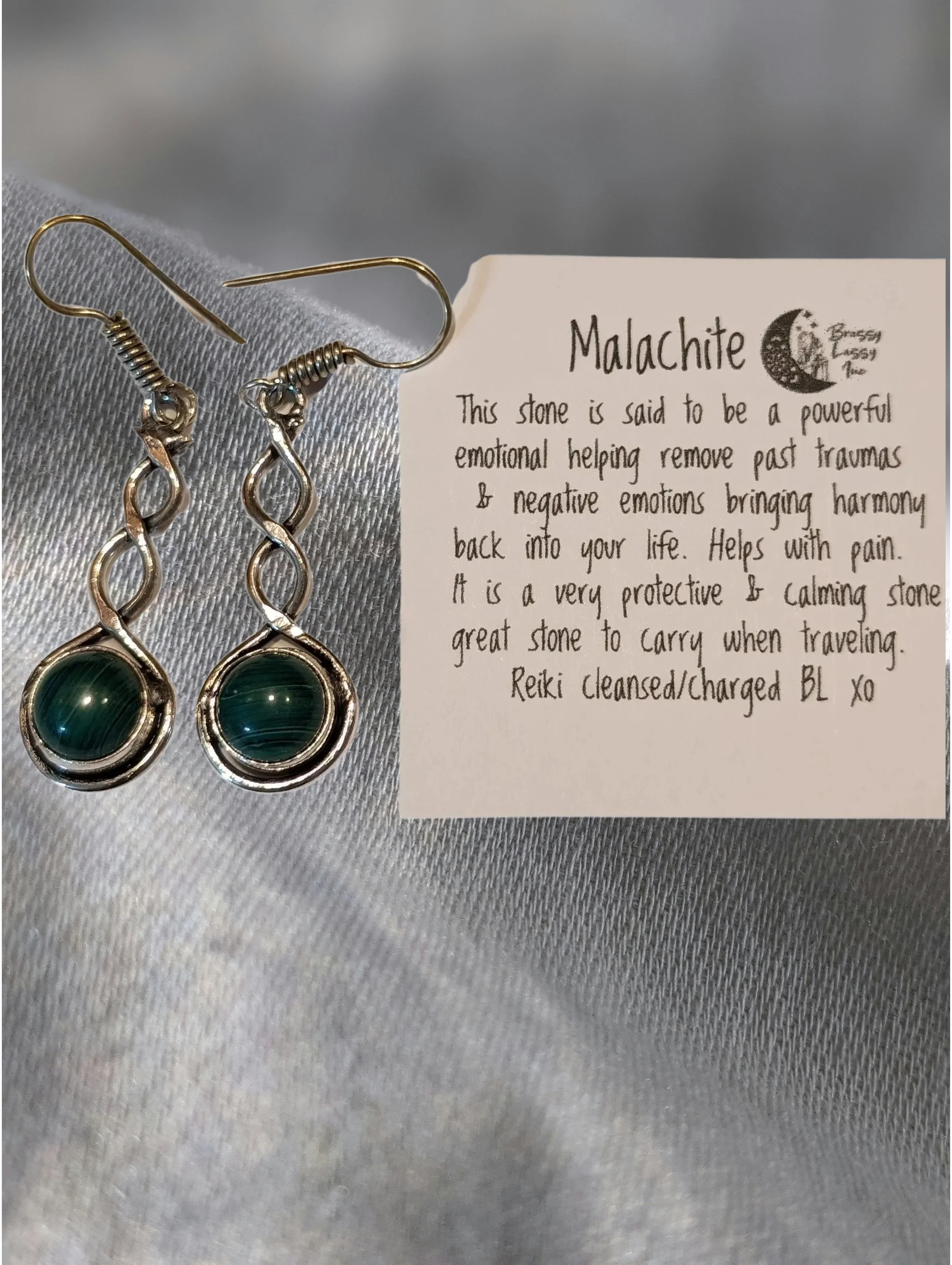 💚✨ Malachite Twisted Drop Earrings ✨💚  Protection • Emotional Healing • Balance • Transformation