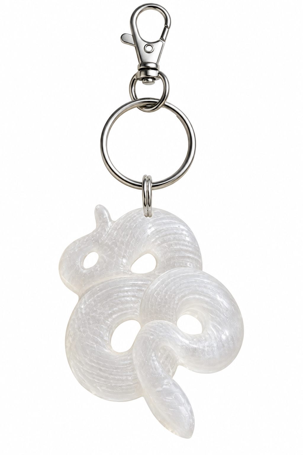 Selenite Snake Keychain & Bag Charm – Crystal Travel Buddy