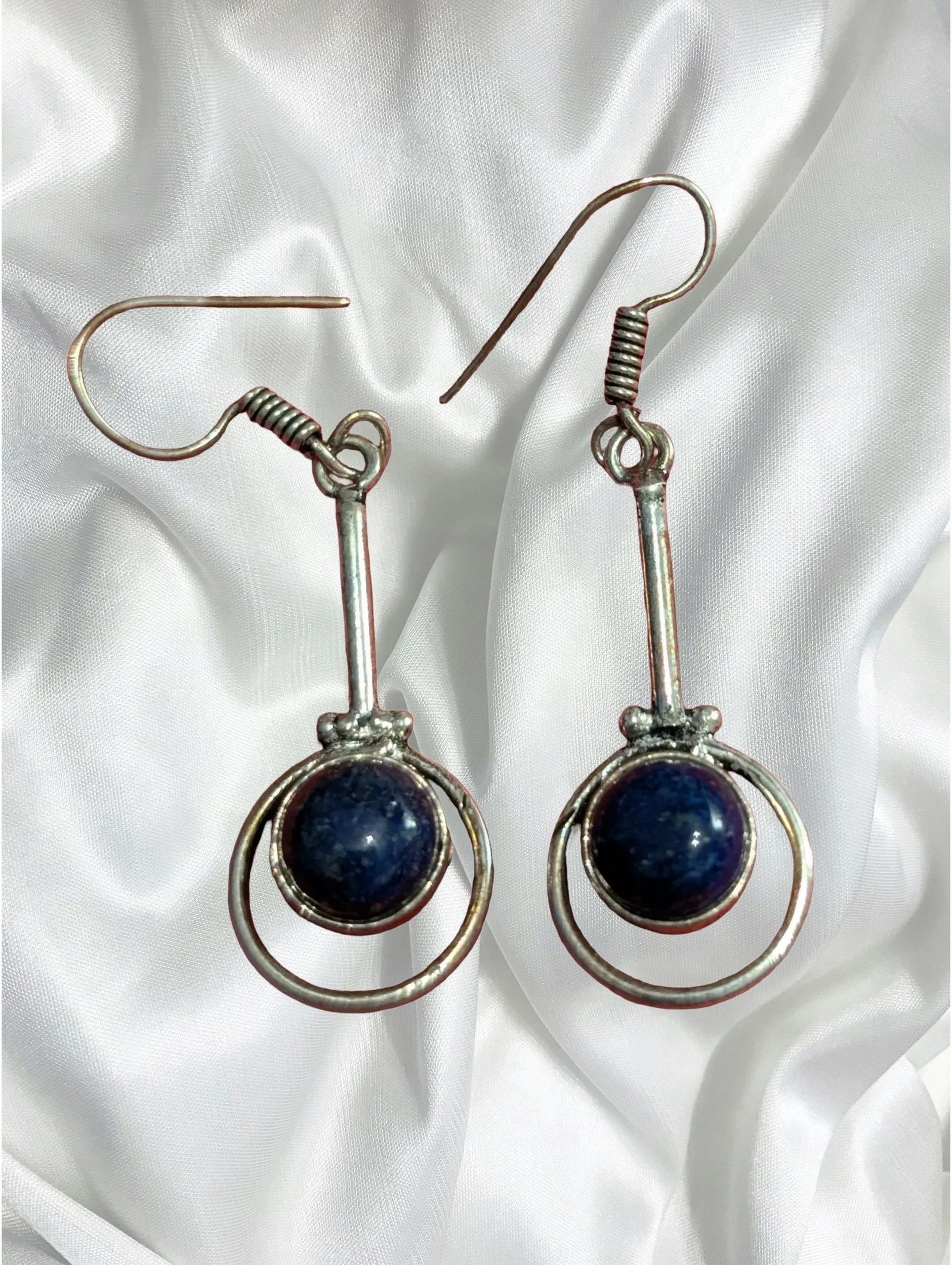 Lapis Lazuli Circle Drop Earrings