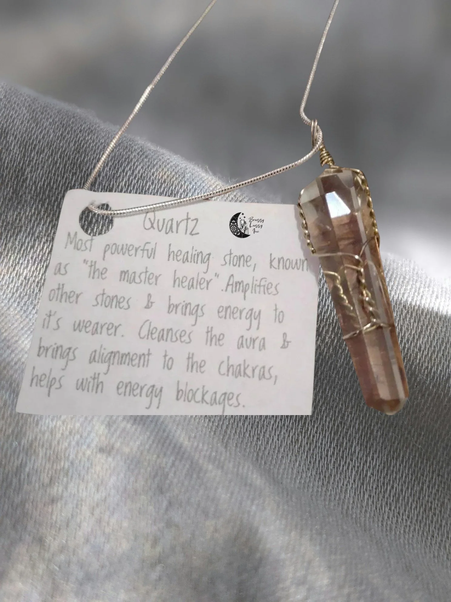 🤍 Clear Quartz Wire-Wrapped Point Pendant Necklace  ✨ Healing • Harmony • Creative Clarity