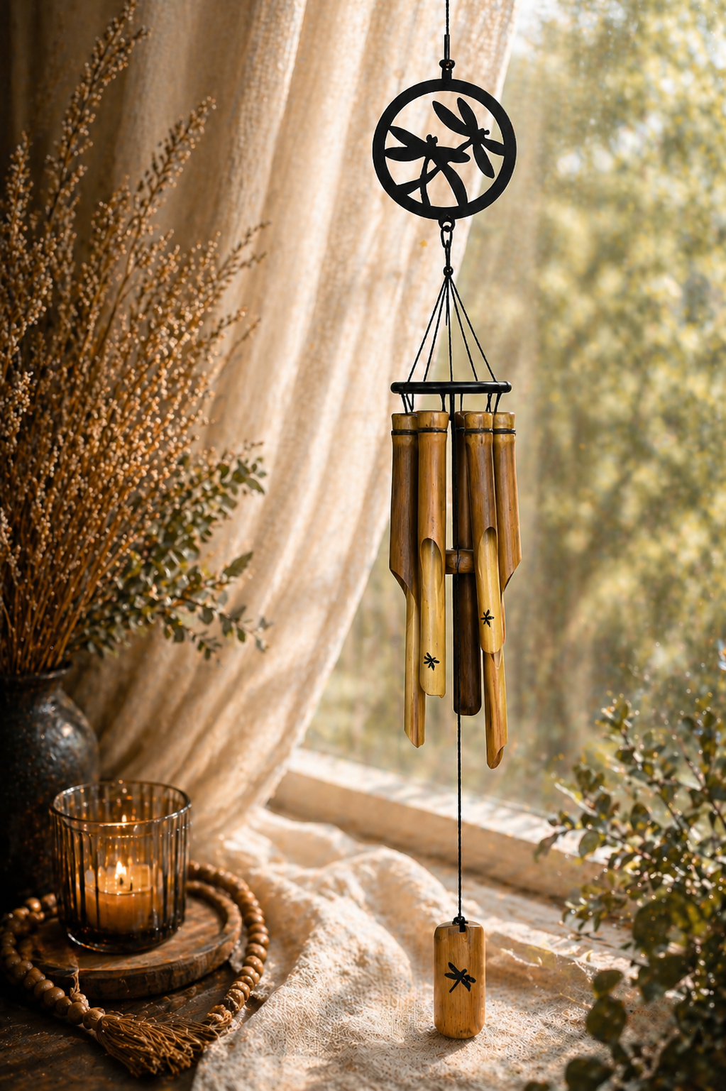 Dragonfly Bamboo Wind Chime – 22″ Nature-Inspired Decor