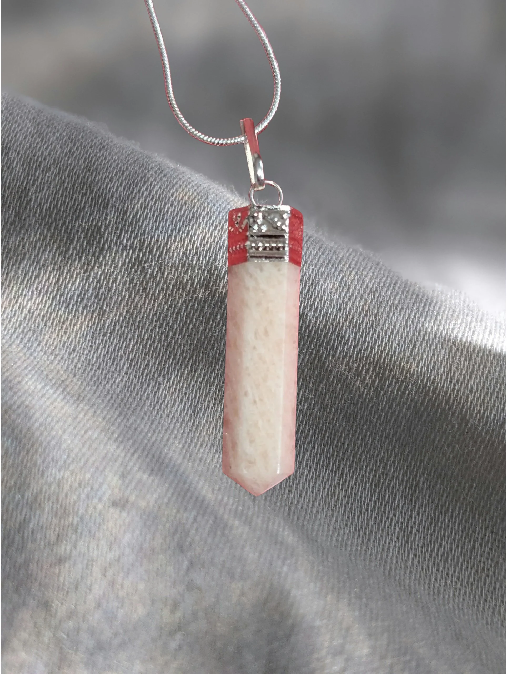 White Moonstone Silver-Capped Point Pendant ✨ Intuition • Emotional Balance • Divine Feminine