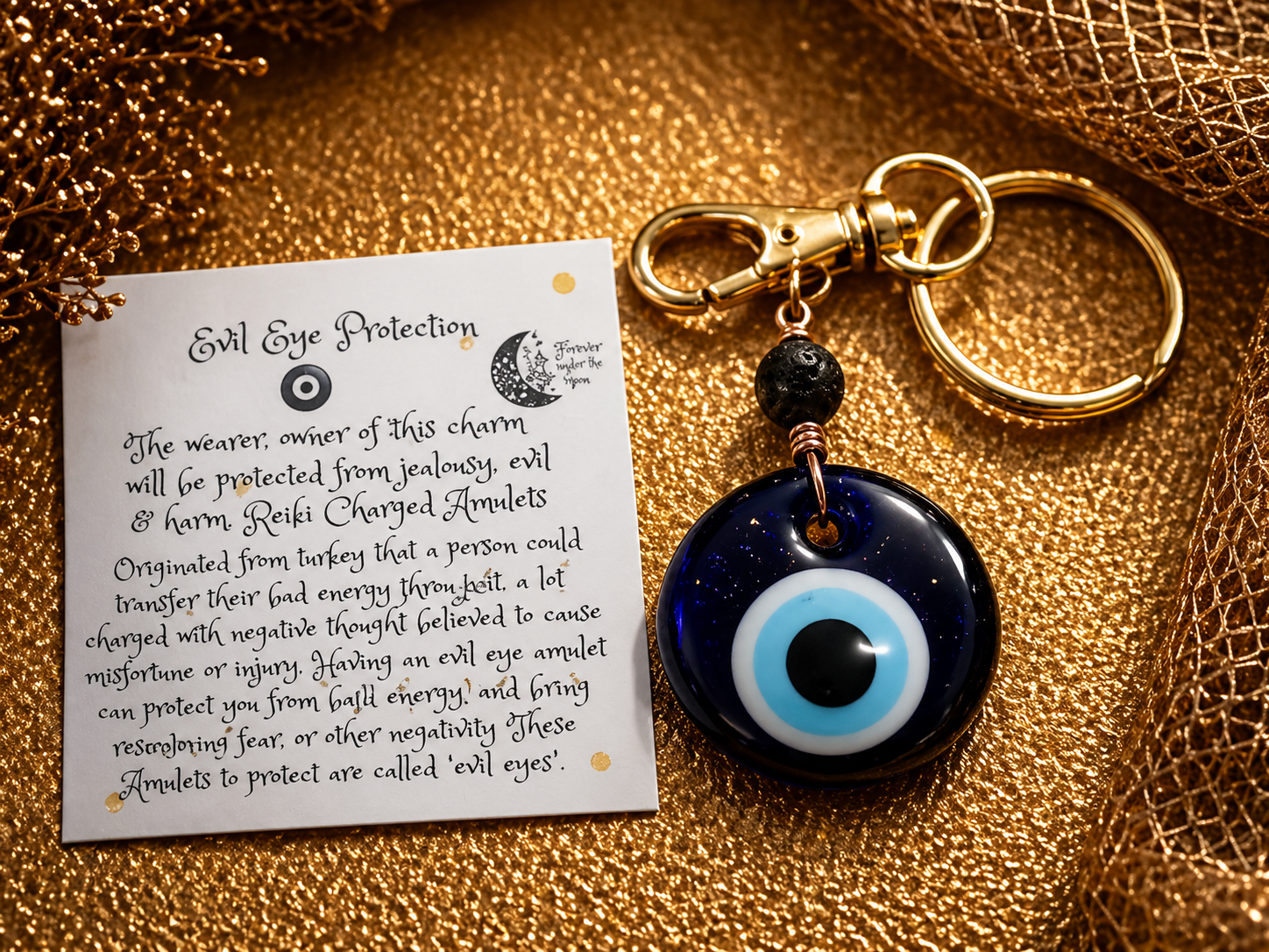 Evil Eye Diffuser Keychain – Lava Bead Protection Charm Protection • Calm • Fresh Energy