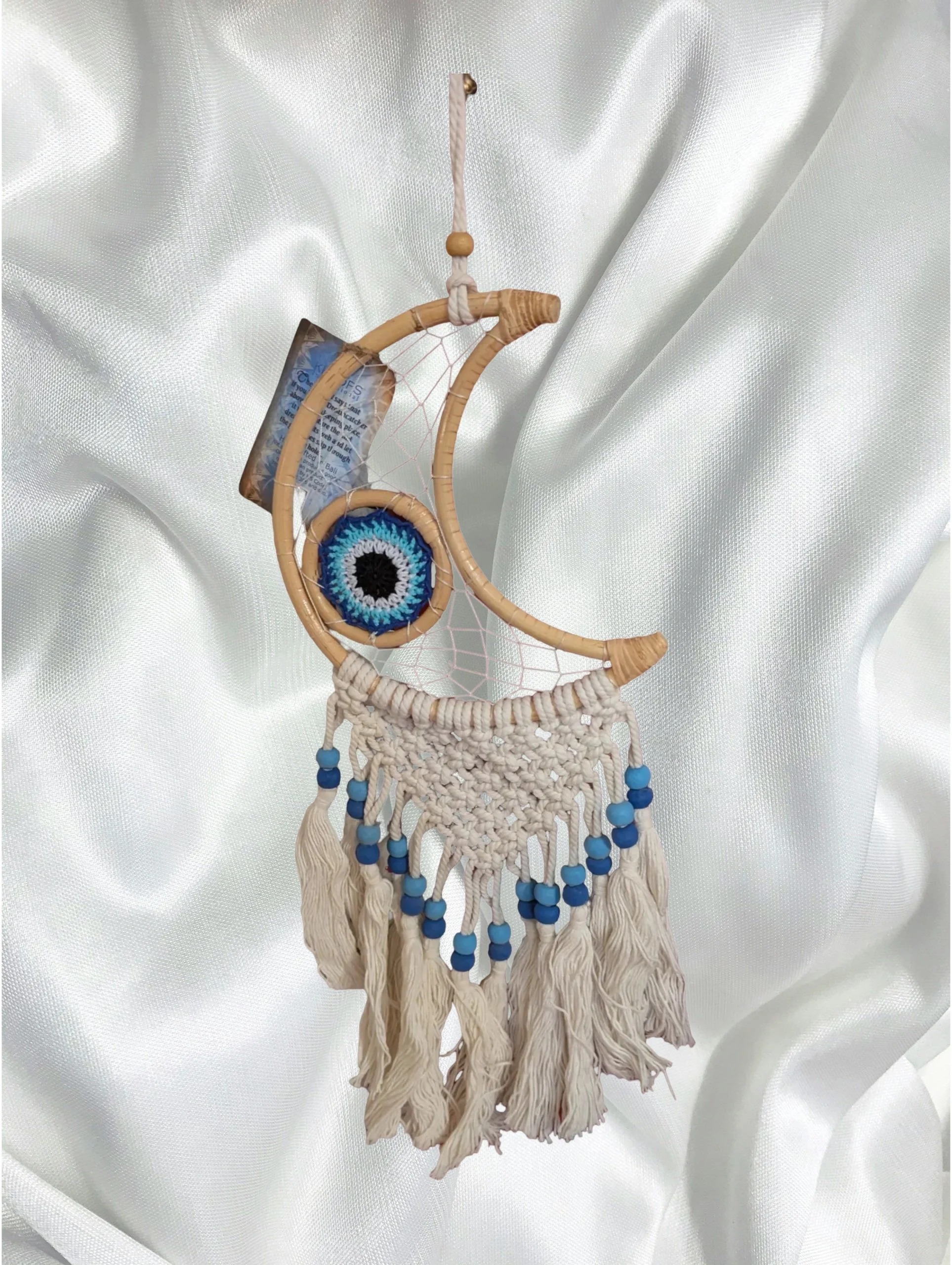 🌙 Evil Eye Moon Dreamcatcher – Calm & Protective Wall Decor