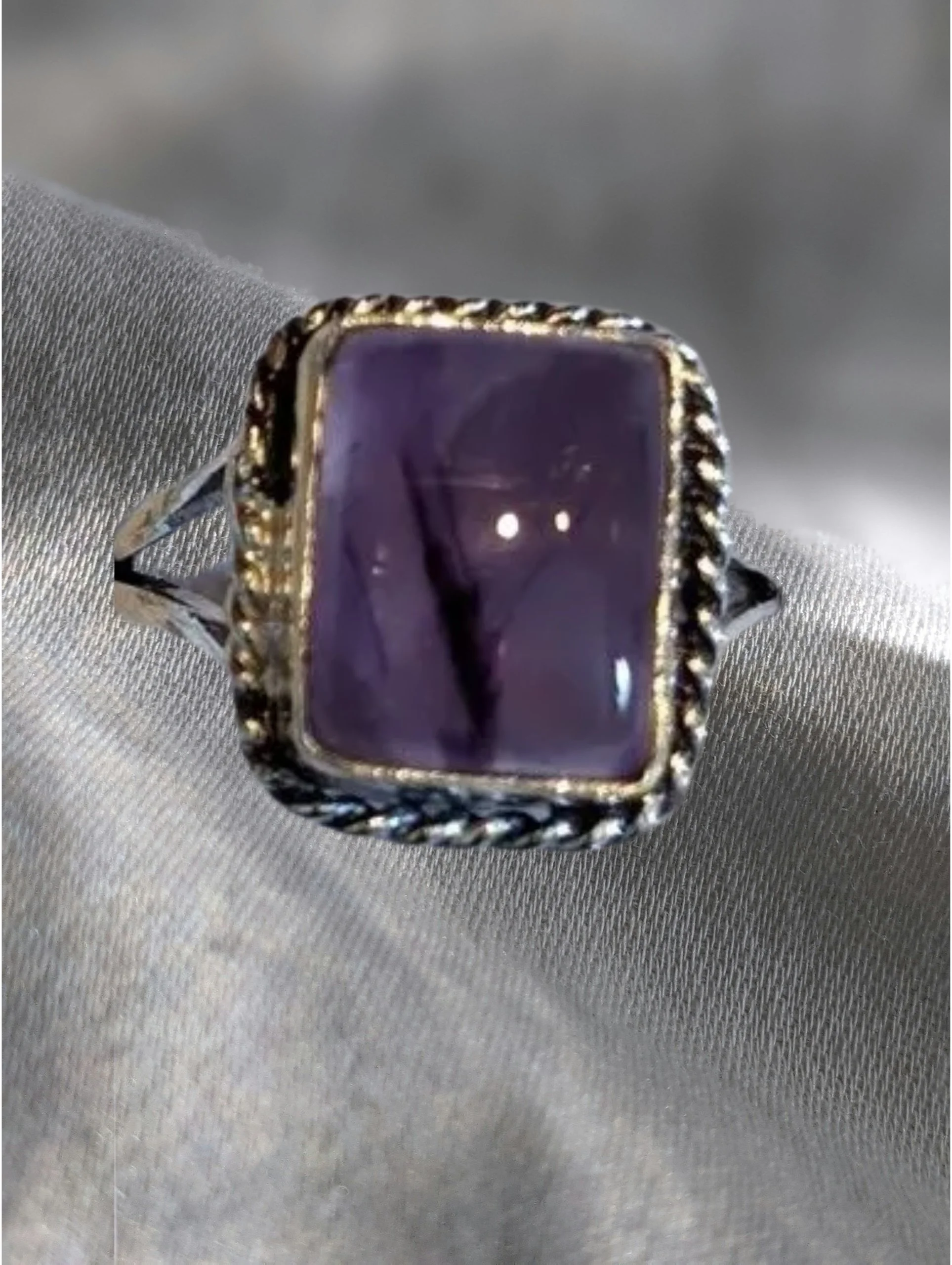 💜🔷 Amethyst Square Sterling Silver Ring – Size 6.5  Calm • Intuition • Clarity • Inner Balance 🔷💜