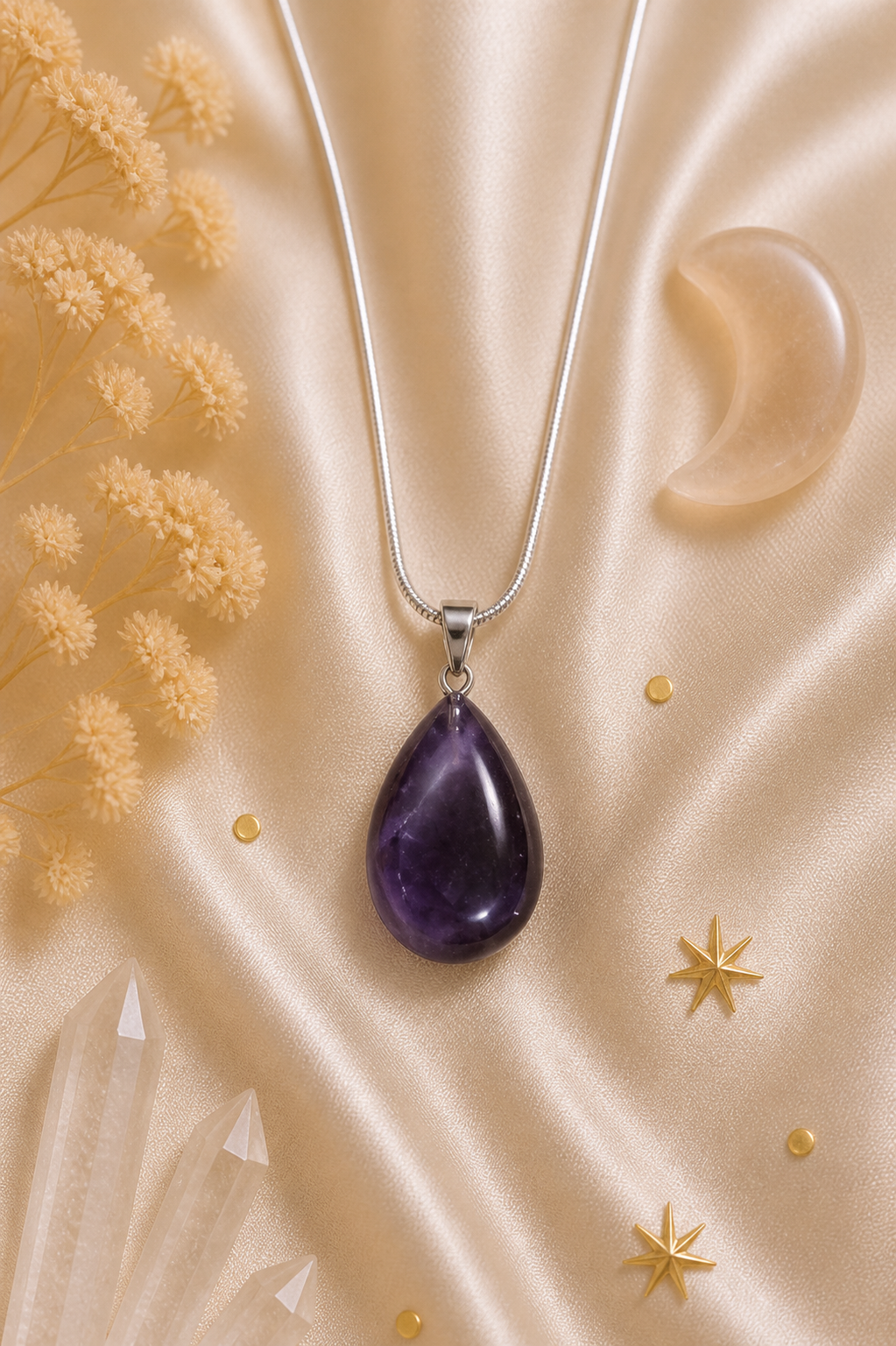 Amethyst Teardrop Pendant- Calm • Protection • Intuition