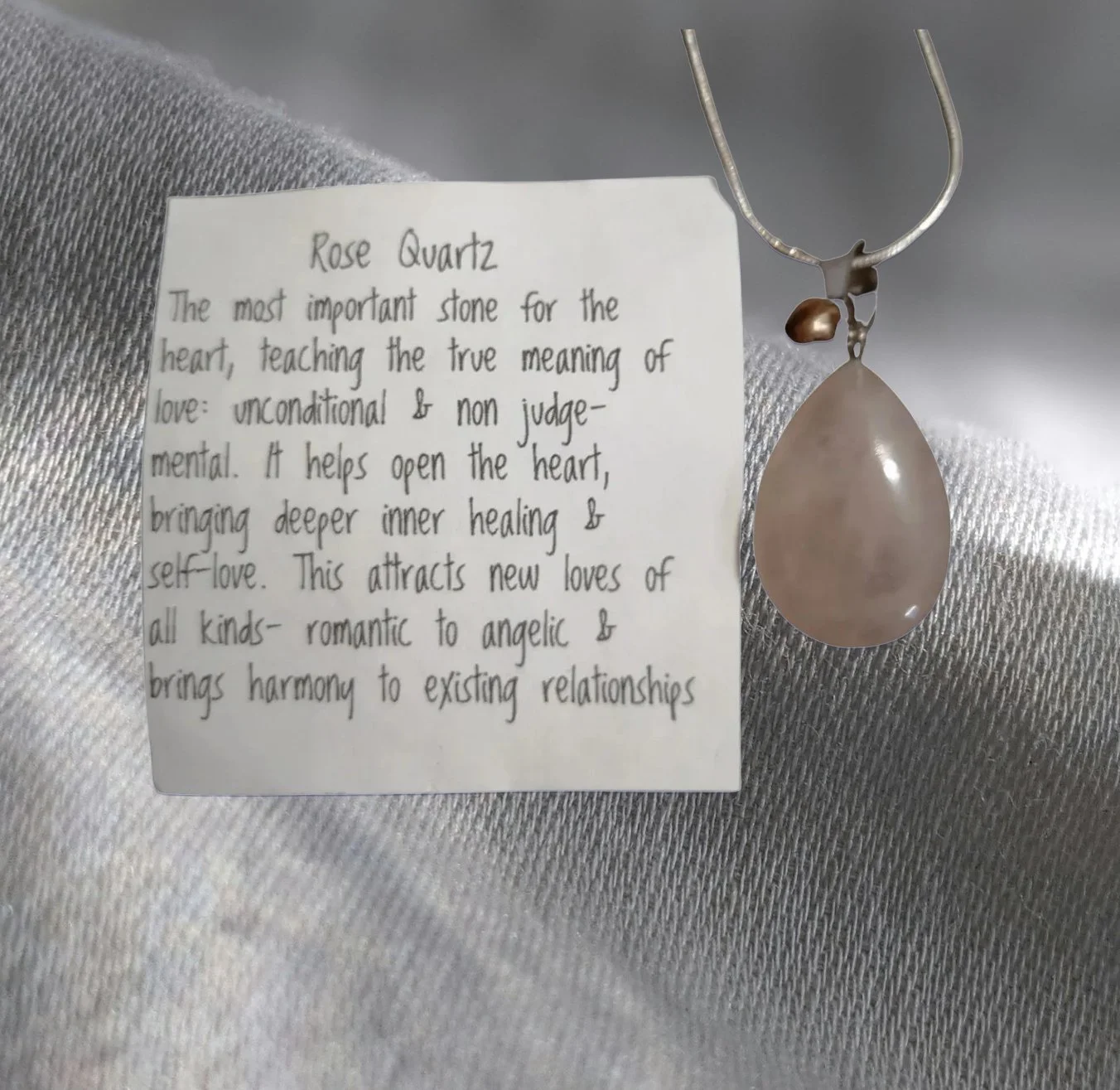 Rose Quartz Teardrop Pendant – Love • Healing • Inner Beauty