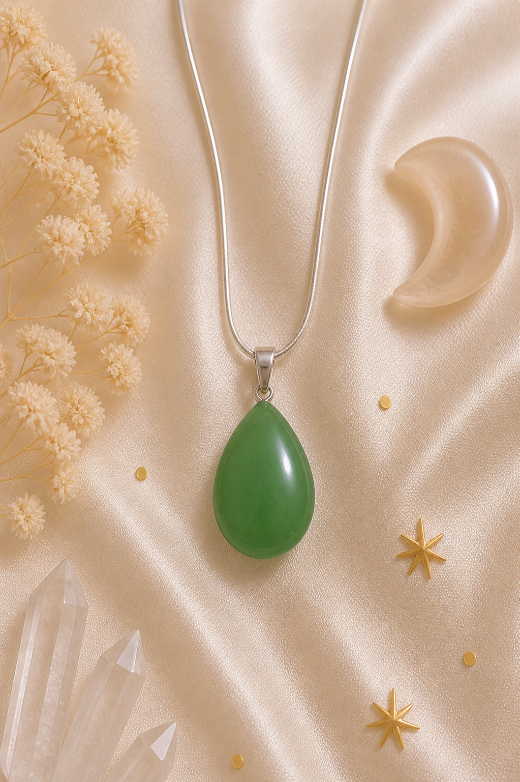 Jade Teardrop Pendant – Luck • Prosperity • Heart Chakra Healing