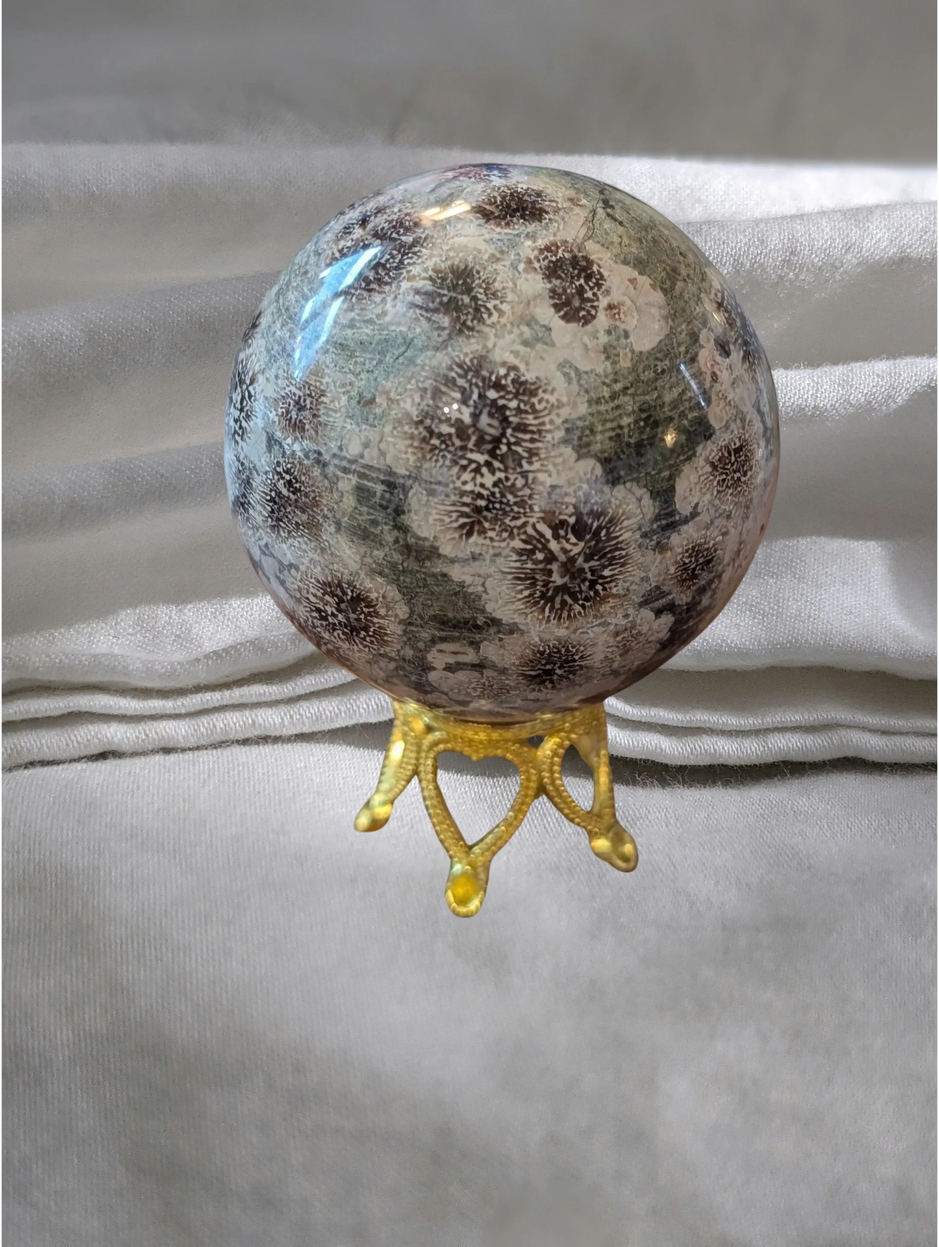 🌸 Cherry Blossom Jasper Sphere 30mm | Emotional Healing | Heart Chakra Crystal | Grounding & Renewal |