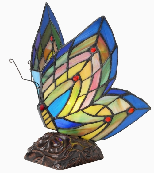 Stained Glass Butterfly Lamp 9.5"