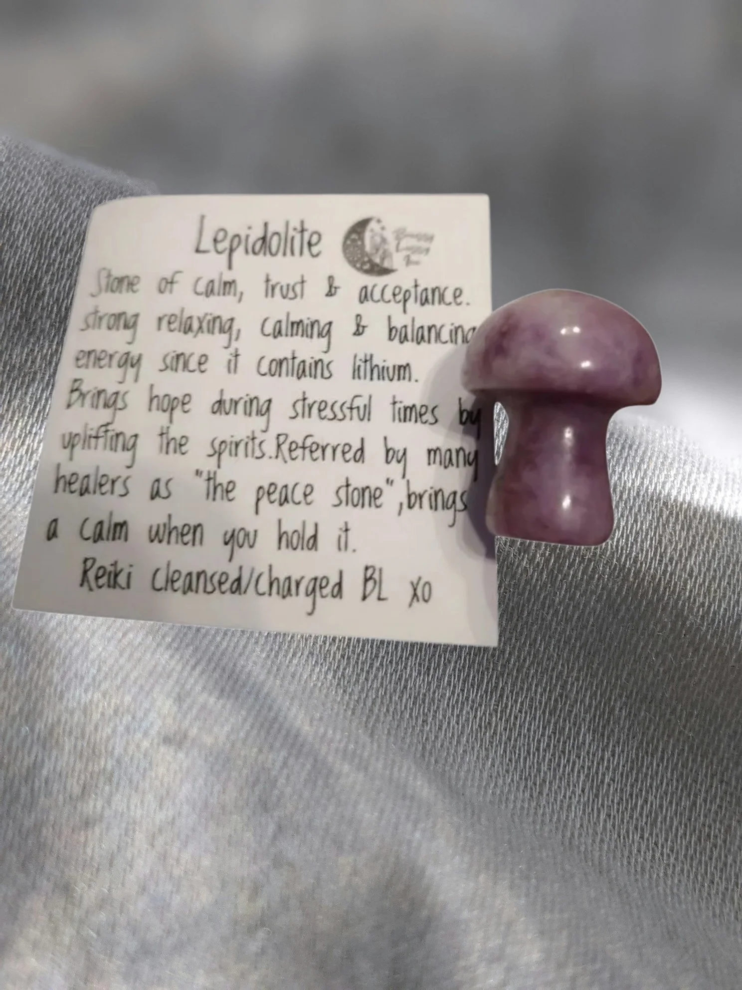🍄 Lepidolite Mini Mushroom (1")  💜 Calm • Balance • Emotional Ease • Intuition • Serenity