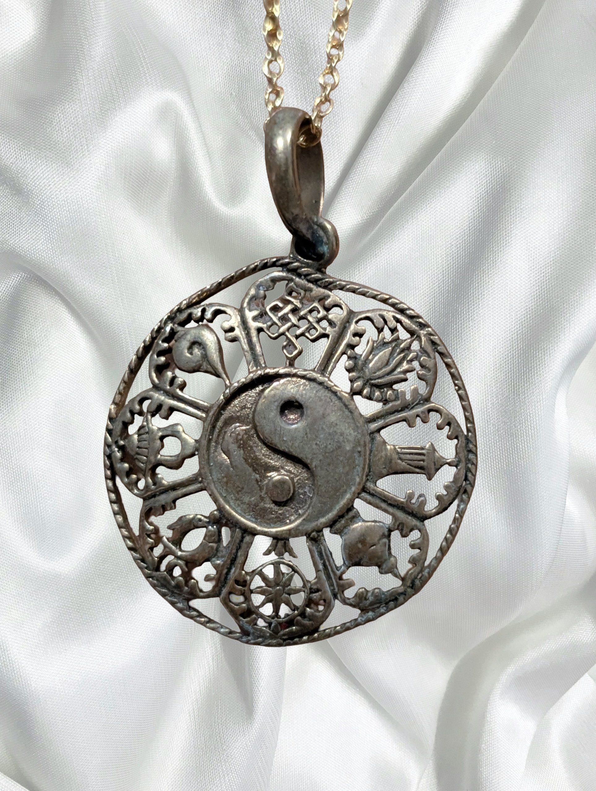 Yin Yang Harmony Wheel Amulet – Brass
