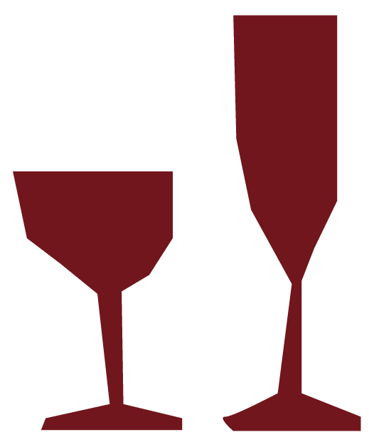 Zwei Wein- oder Champagnergläser, die nebeneinander stehen.