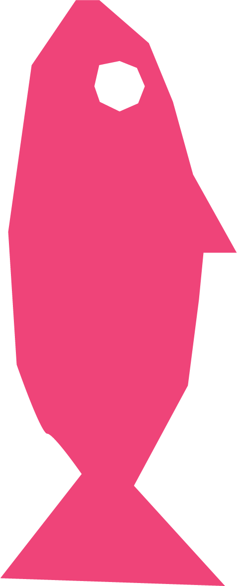 Ein stilisierter, pinkfarbener Fisch