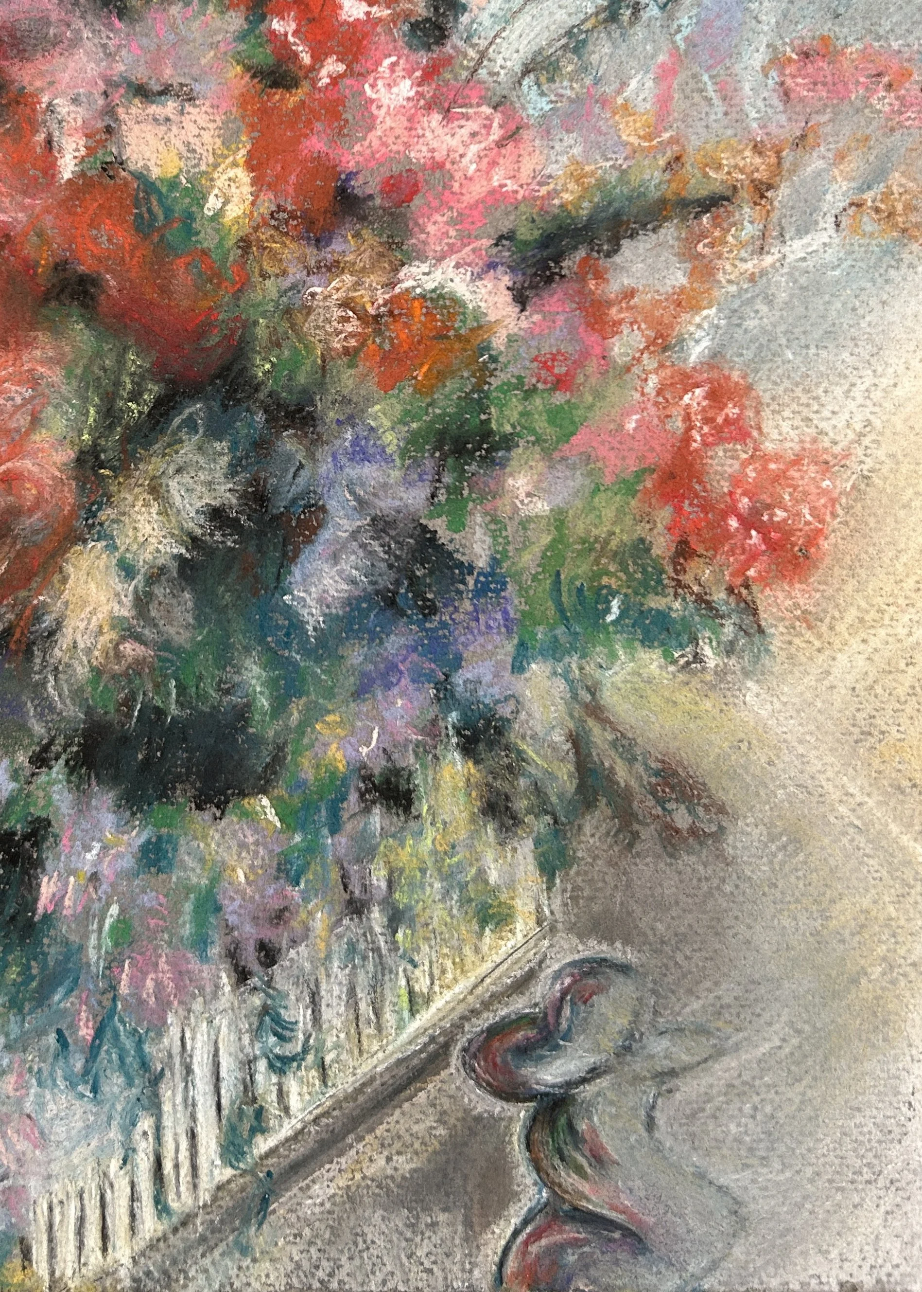 Detail of Contemplation soft pastel painting by Keila Moizhesh