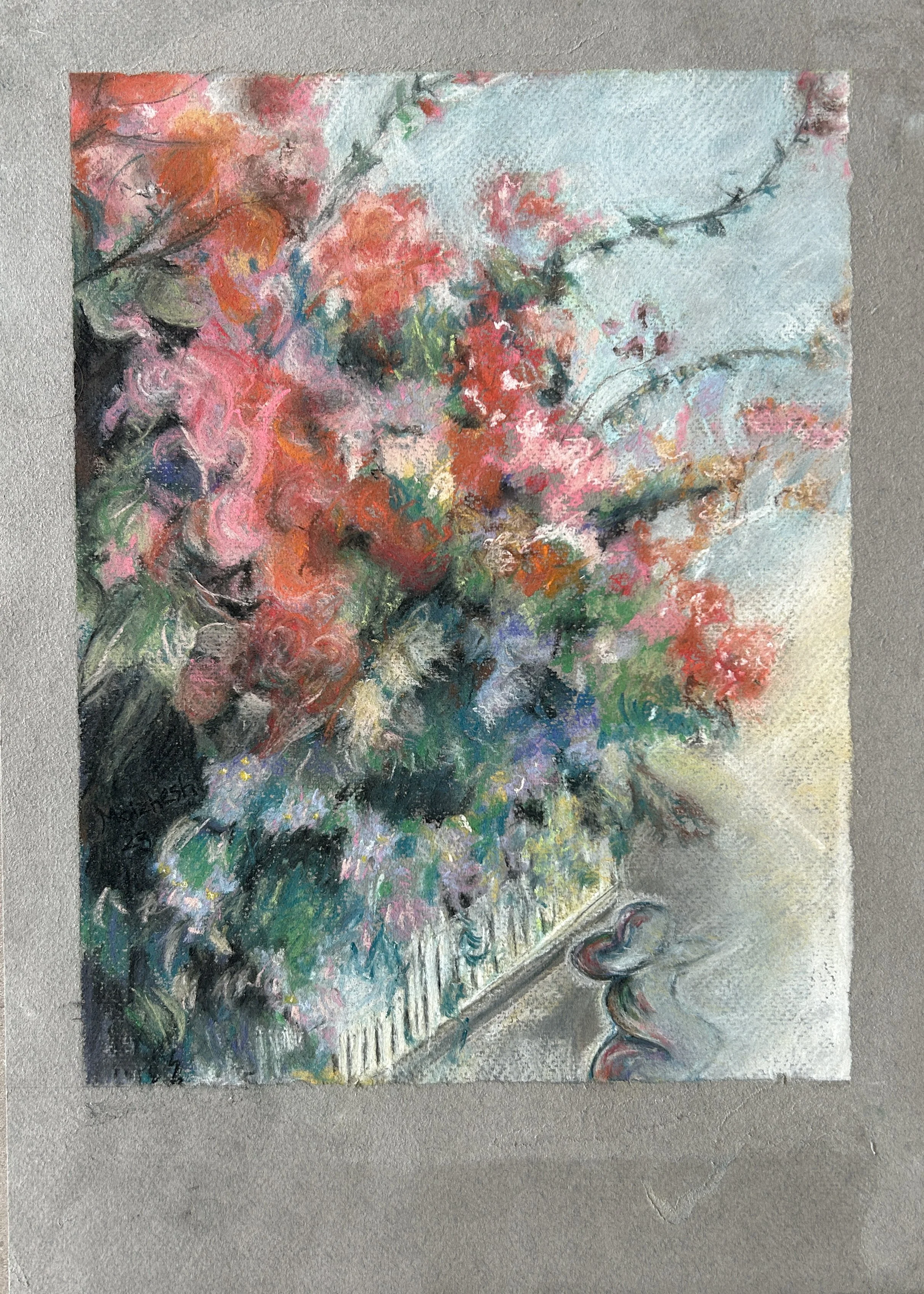 Natural view of Contemplation soft pastel painting by Keila Moizhesh